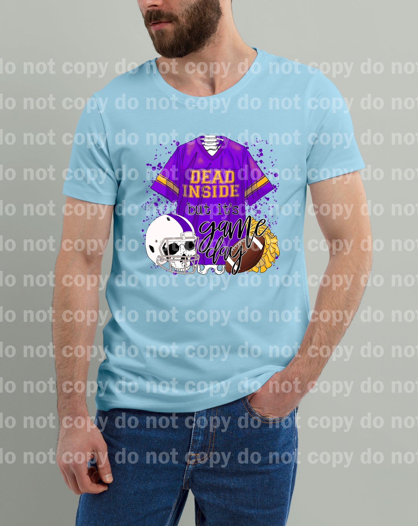 Dead Inside But It's Game Day Purple And Yellow Dream Print or Sublimation Print