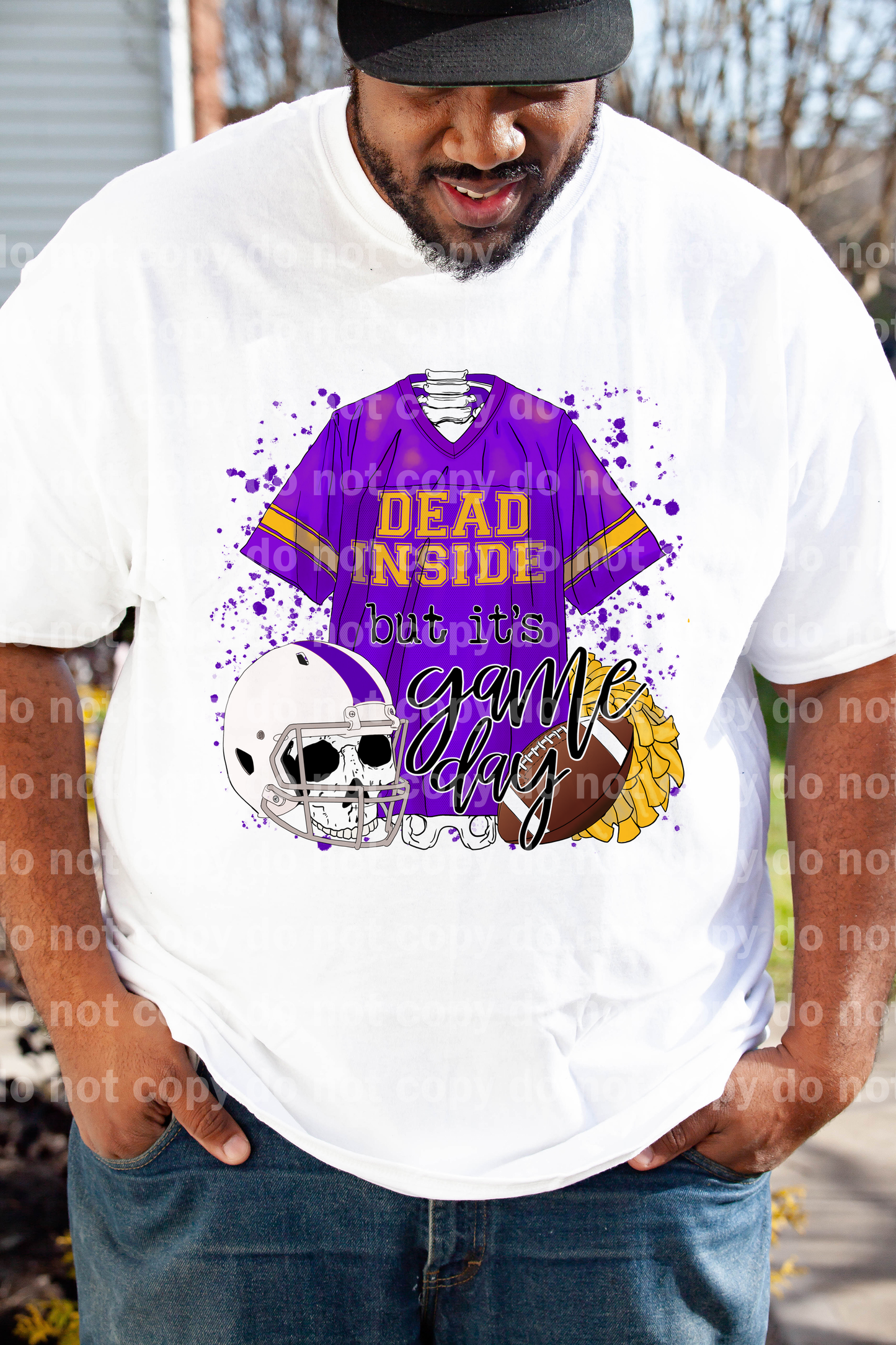 Dead Inside But It's Game Day Purple And Yellow Dream Print or Sublimation Print