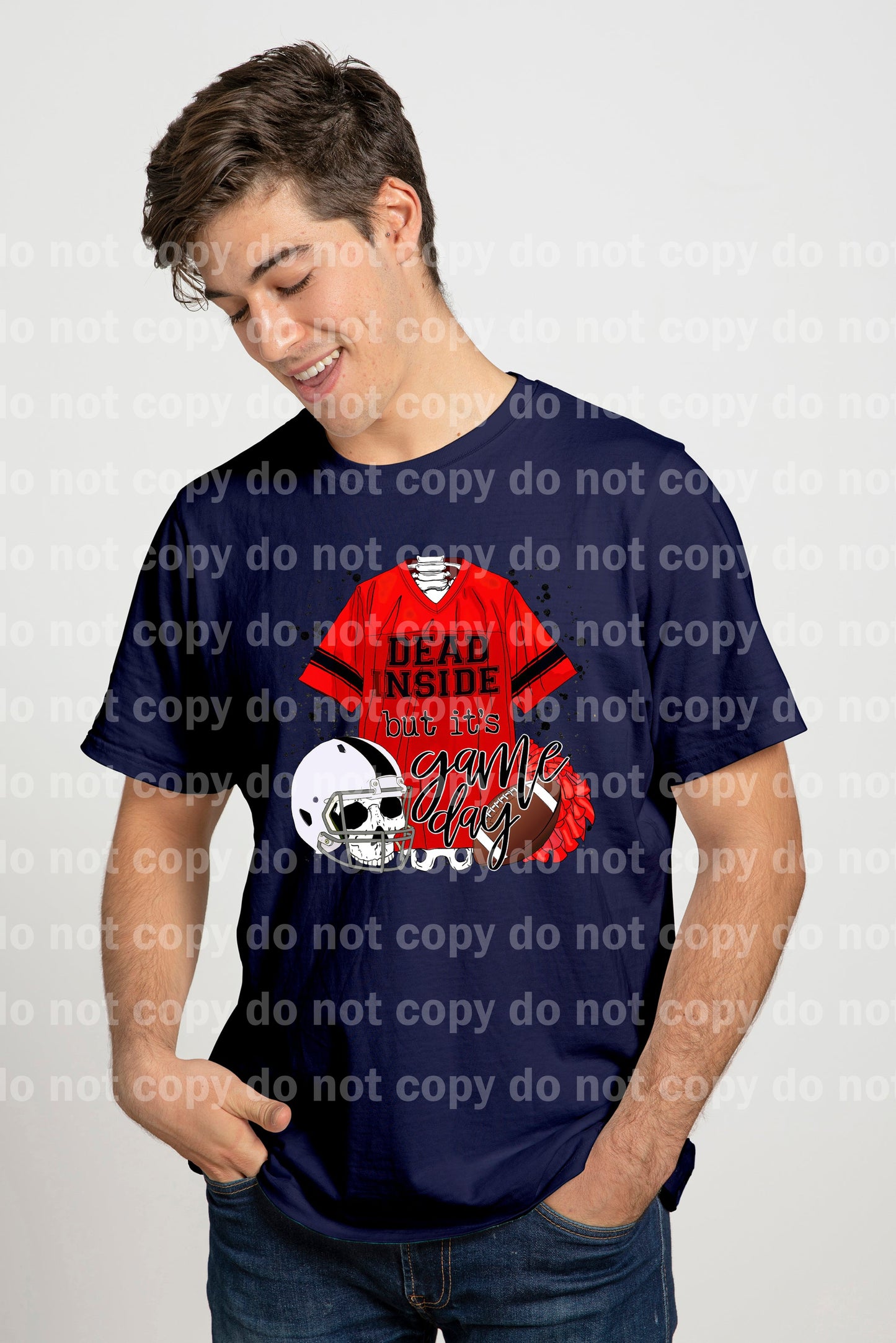 Dead Inside But It's Game Day Red And Black Dream Print or Sublimation Print