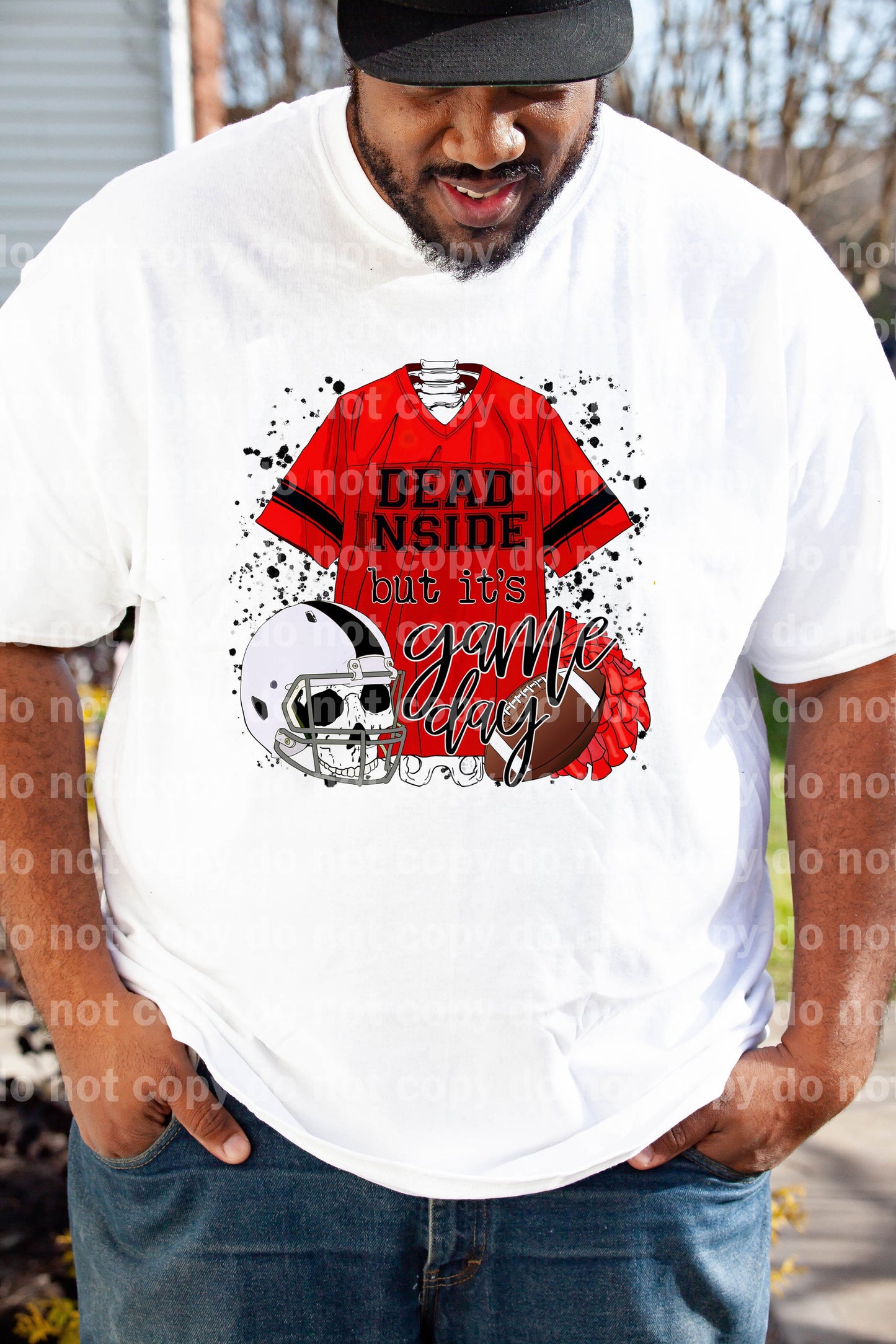 Dead Inside But It's Game Day Red And Black Dream Print or Sublimation Print