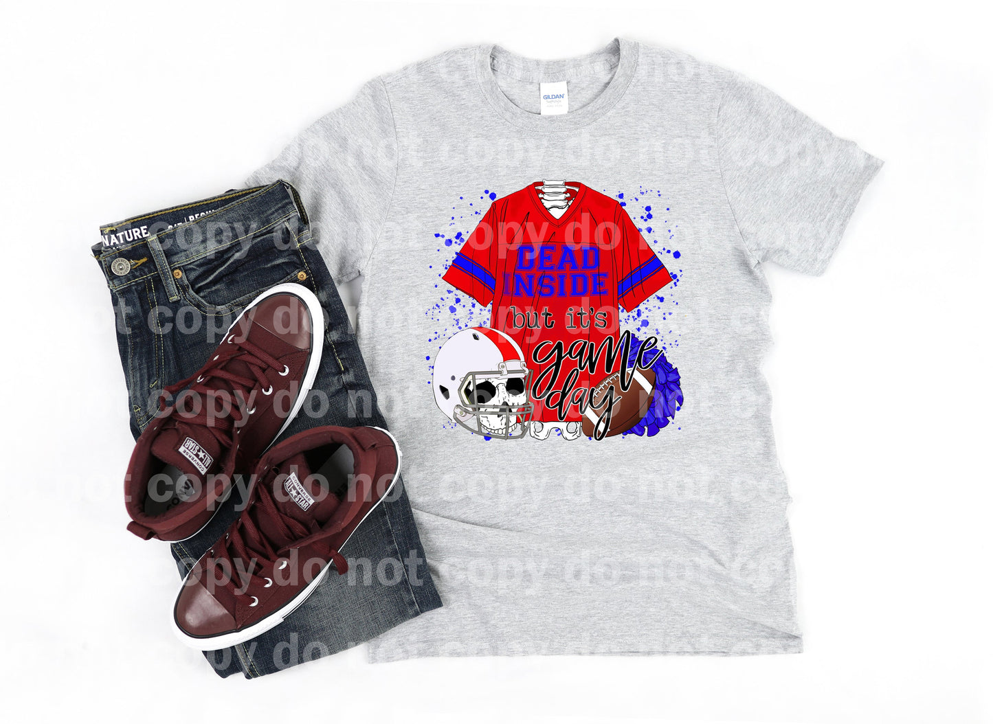 Dead Inside But It's Game Day Red And Blue Dream Print or Sublimation Print