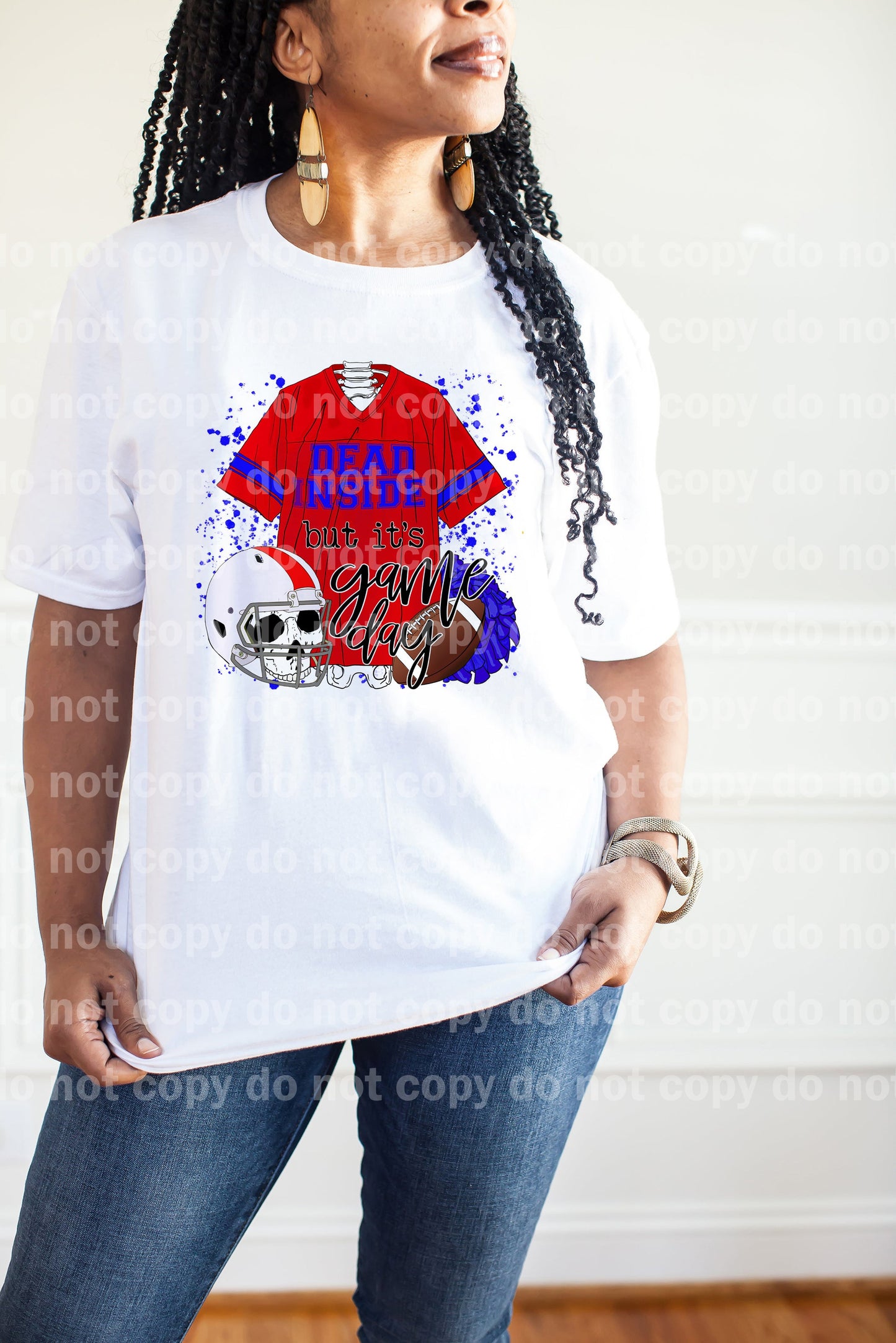 Dead Inside But It's Game Day Red And Blue Dream Print or Sublimation Print