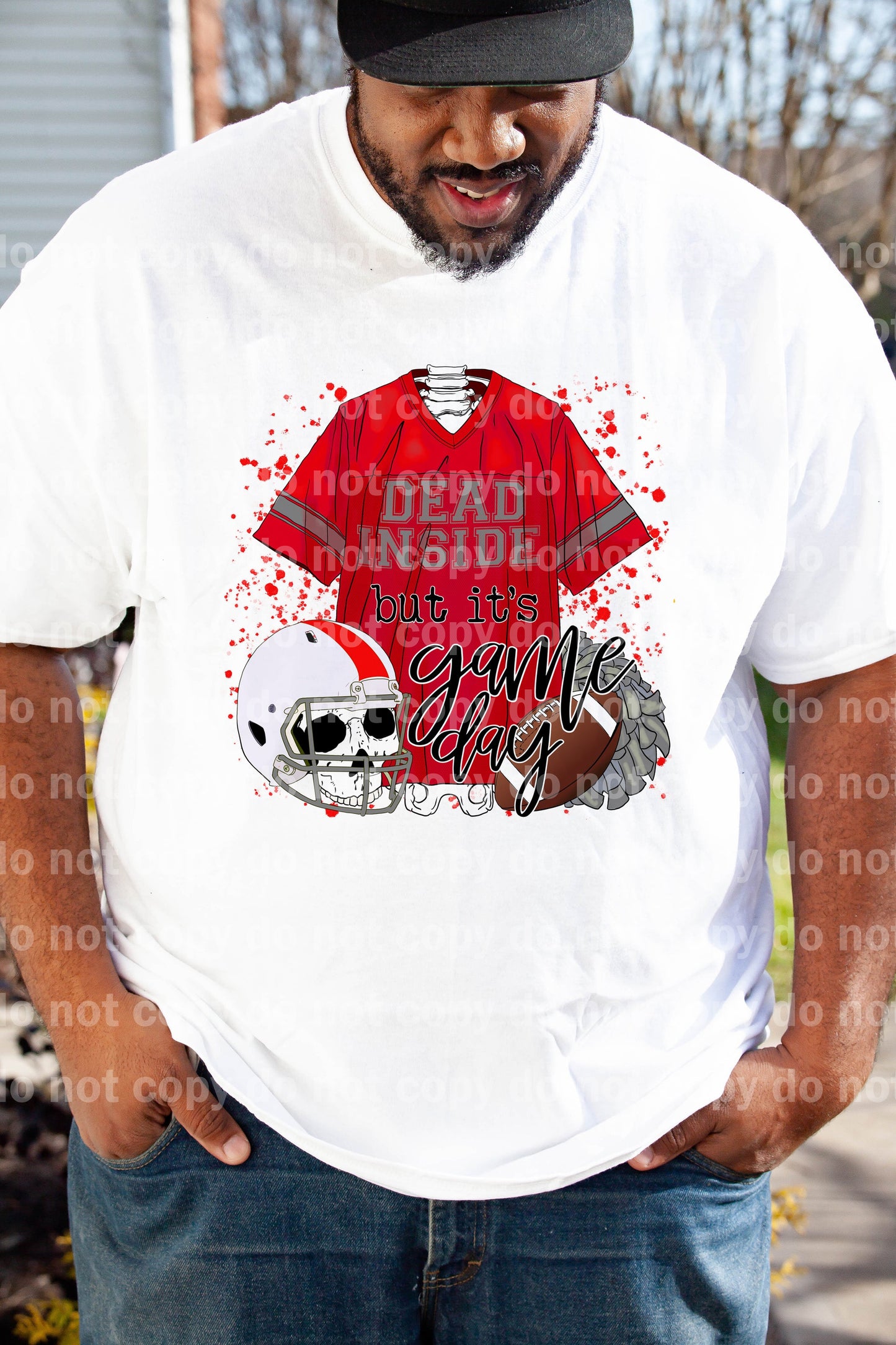 Dead Inside But It's Game Day Red And Grey Dream Print or Sublimation Print