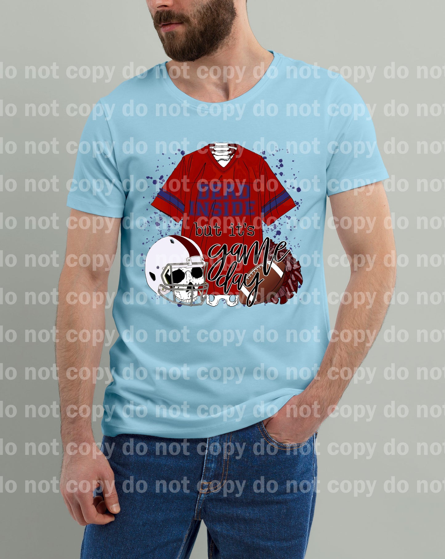 Dead Inside But It's Game Day Red And Navy Blue Dream Print or Sublimation Print