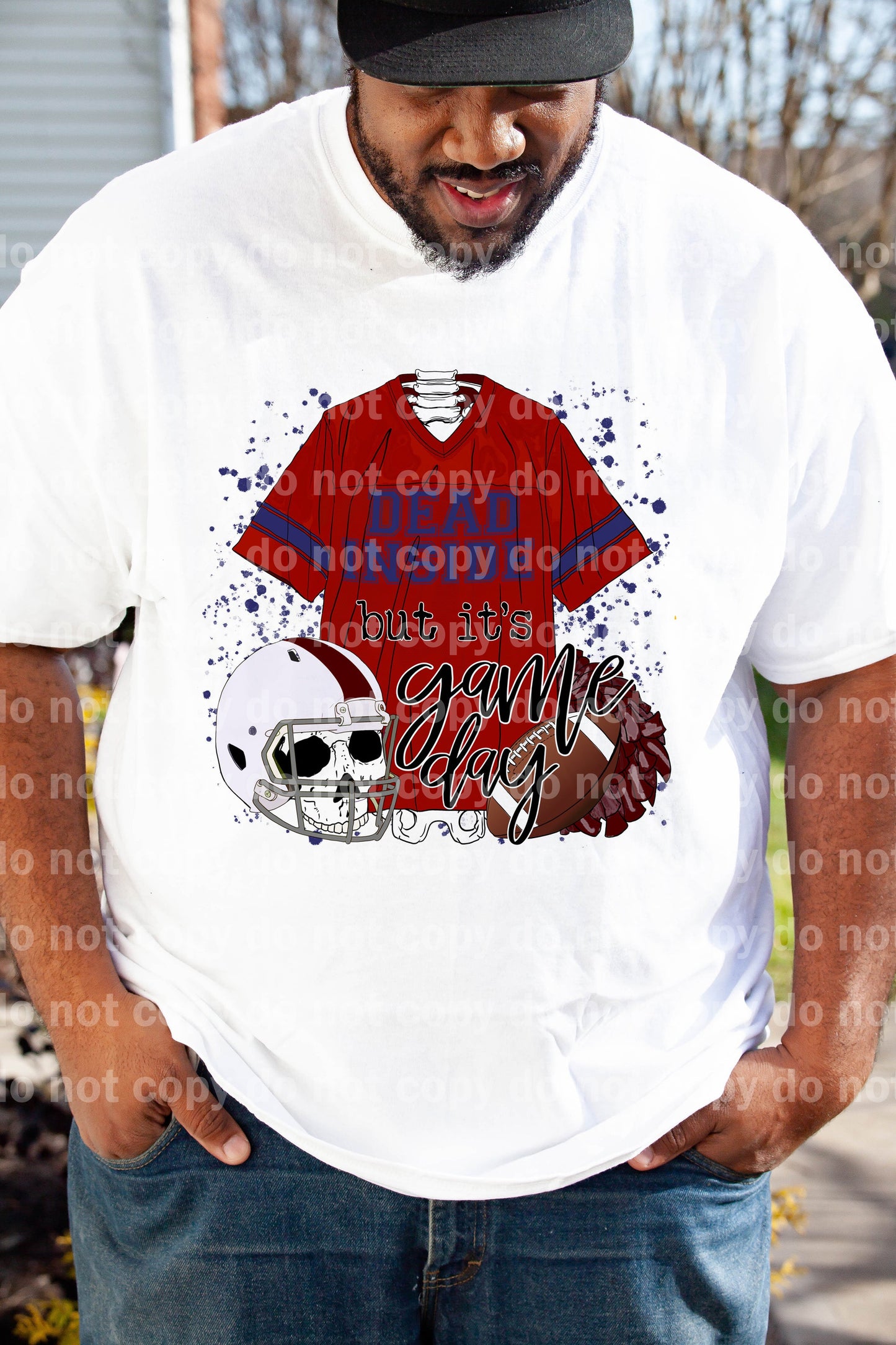 Dead Inside But It's Game Day Red And Navy Blue Dream Print or Sublimation Print