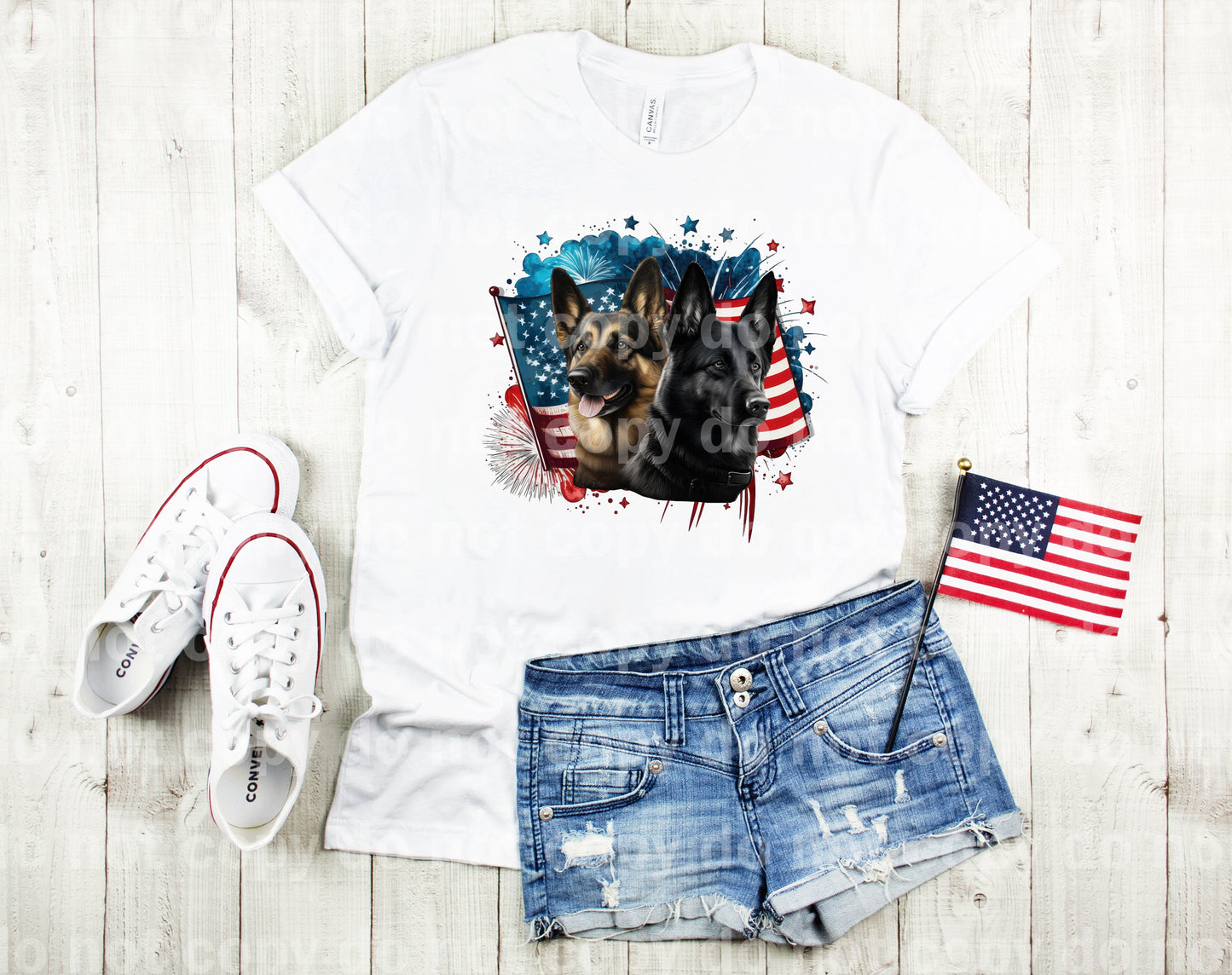 German Shepard And USA Flag Dream Print or Sublimation Print