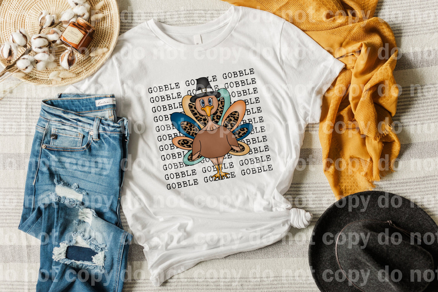 Gobble Stacked Words Leopard Turkey Dream Print or Sublimation Print
