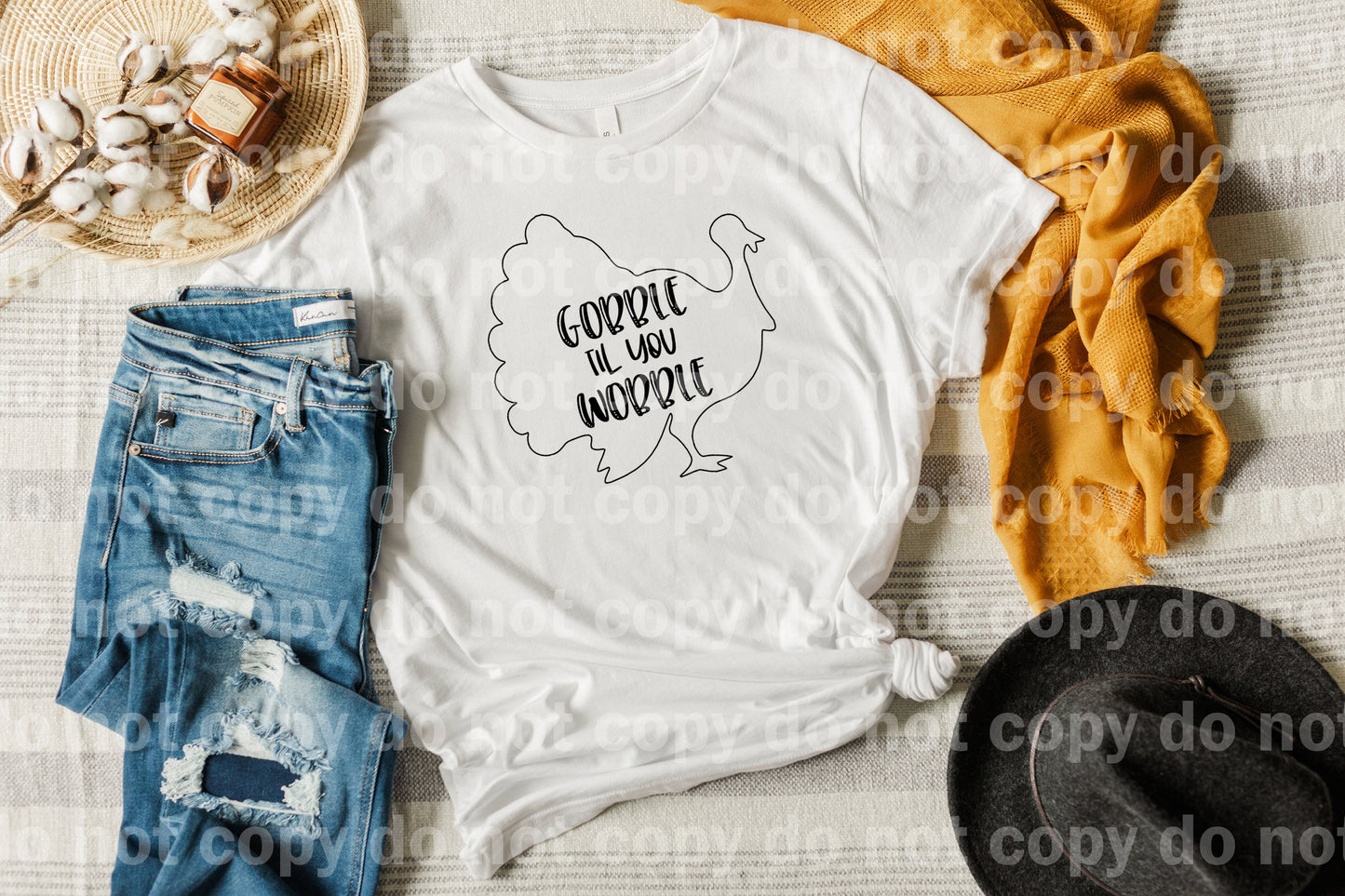Gobble Til You Wobble Turkey Outline Dream Print or Sublimation Print