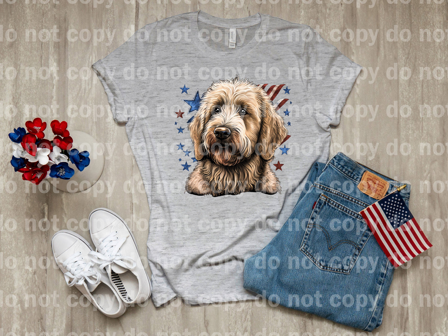 Golden Doodle And USA Flag Dream Print or Sublimation Print