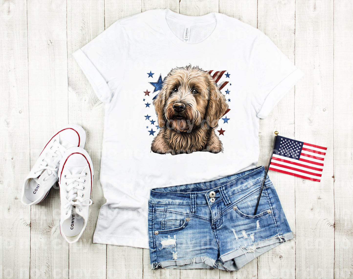 Golden Doodle And USA Flag Dream Print or Sublimation Print