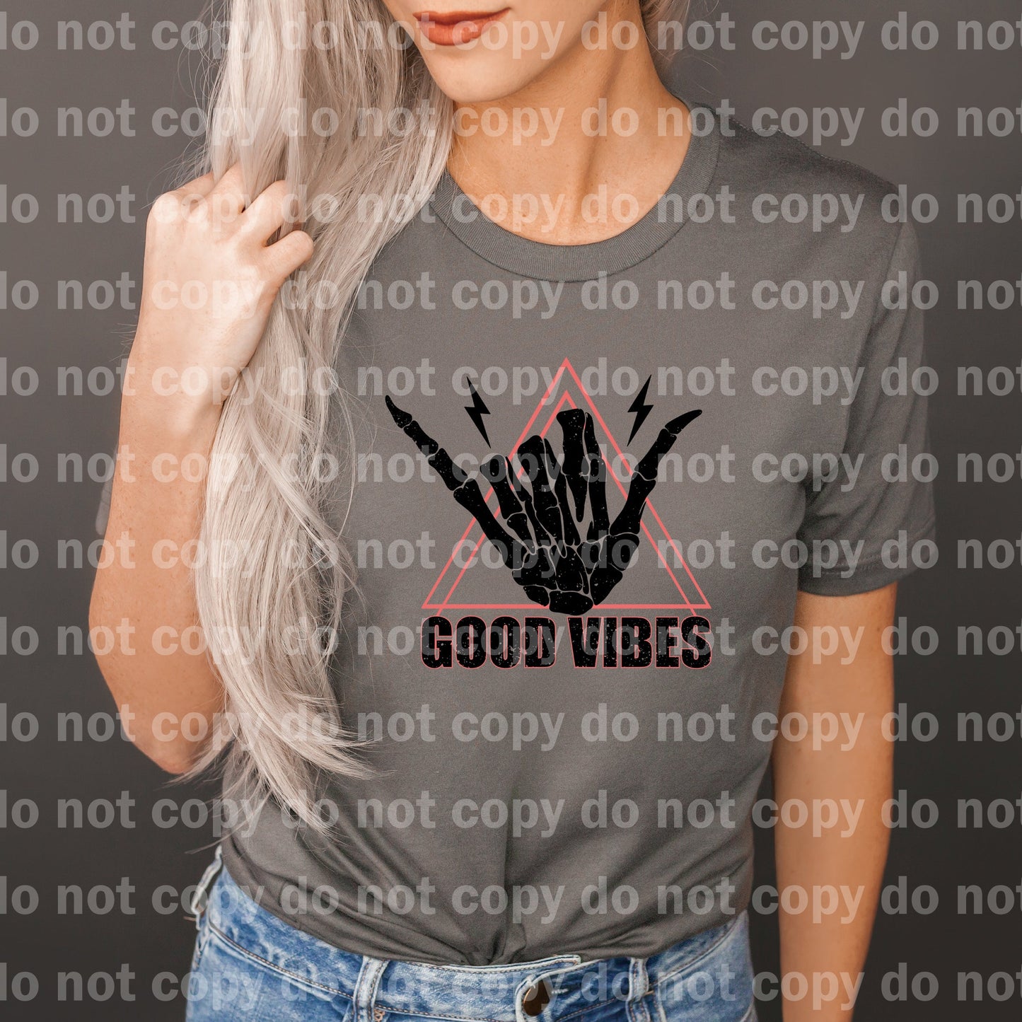 Good Vibes Skellie Hand Distressed Dream Print or Sublimation Print