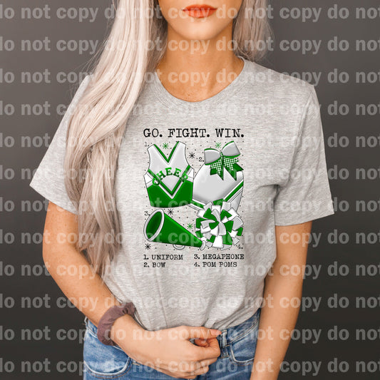 Go Fight Win Cheer Chart Green And White Dream Print or Sublimation Print