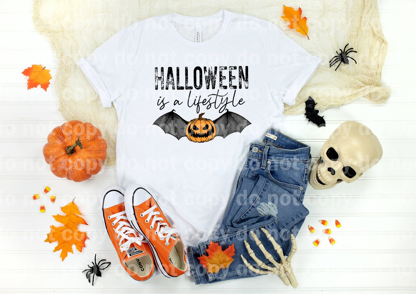 Halloween Is A Lifestyle Pumpkin Bat Full Color/One Color Dream Print or Sublimation Print