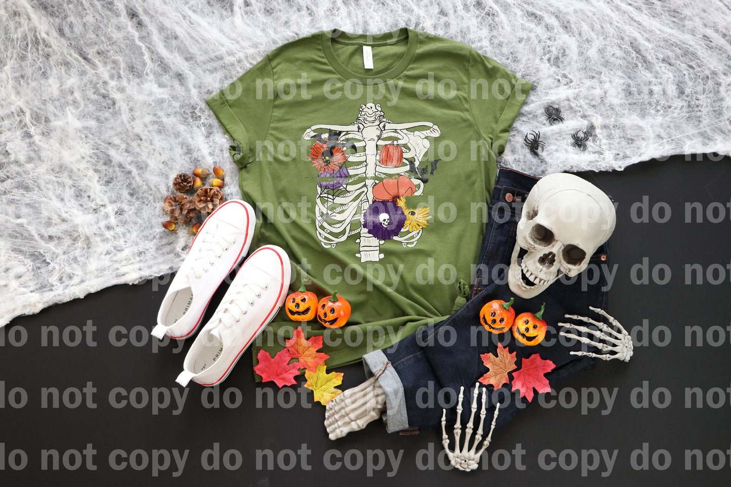 Halloween Rib Cage Floral Full Color/One Color Dream Print or Sublimation Print
