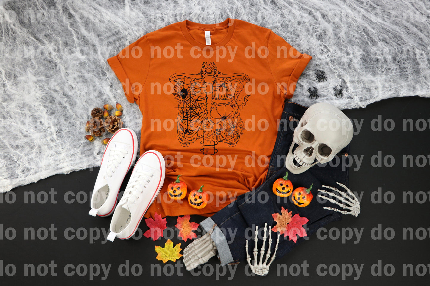 Halloween Rib Cage Floral Full Color/One Color Dream Print or Sublimation Print