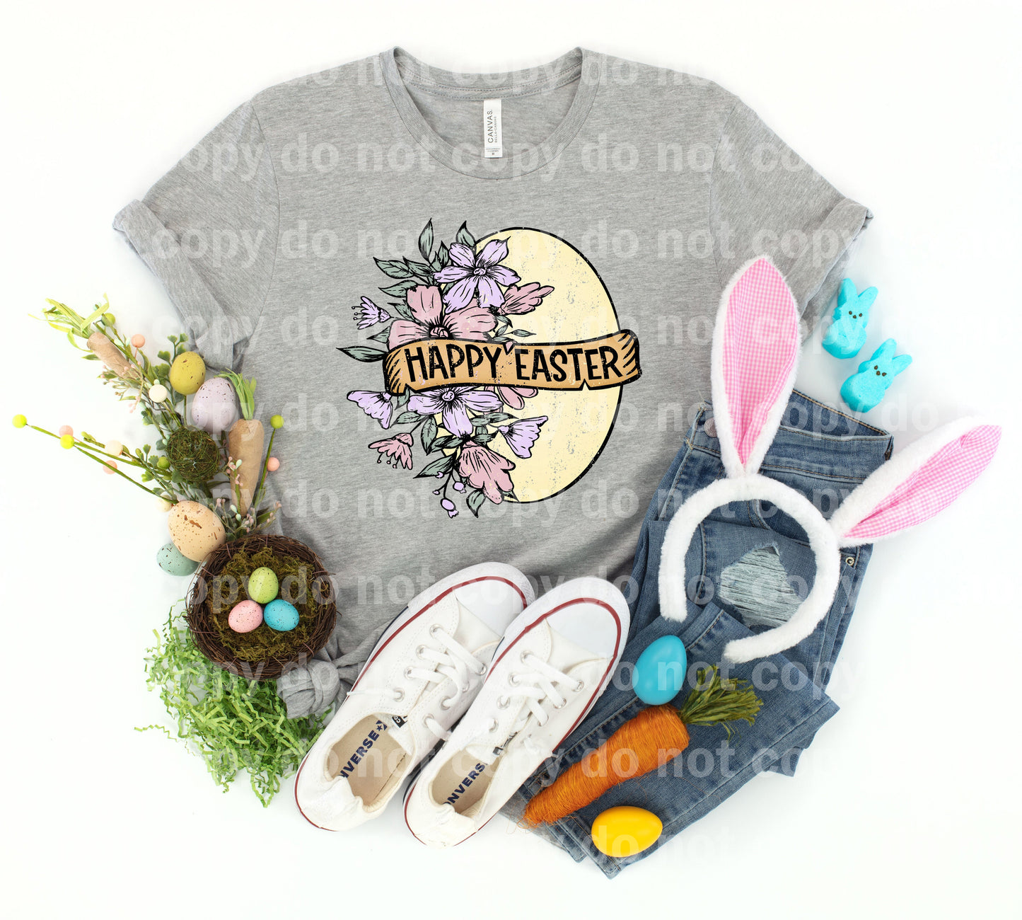 Happy Easter Flower Egg Distressed Full Color/One Color Dream Print or Sublimation Print