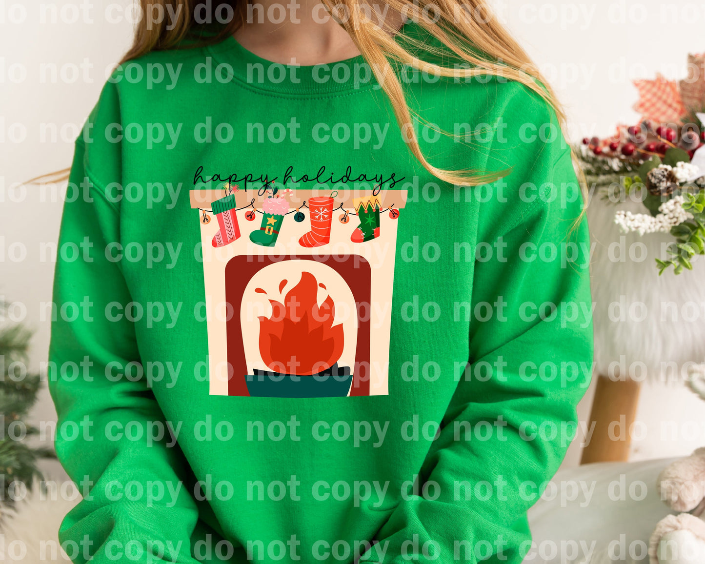 Happy Holidays Fireplace Dream Print or Sublimation Print