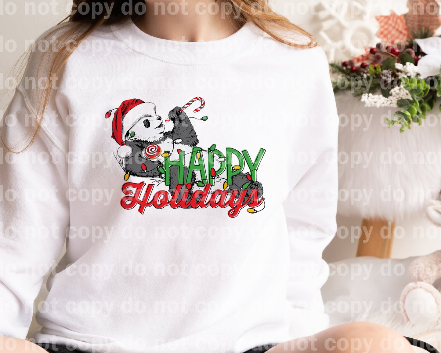 Happy Holidays Panda Red Dream Print or Sublimation Print