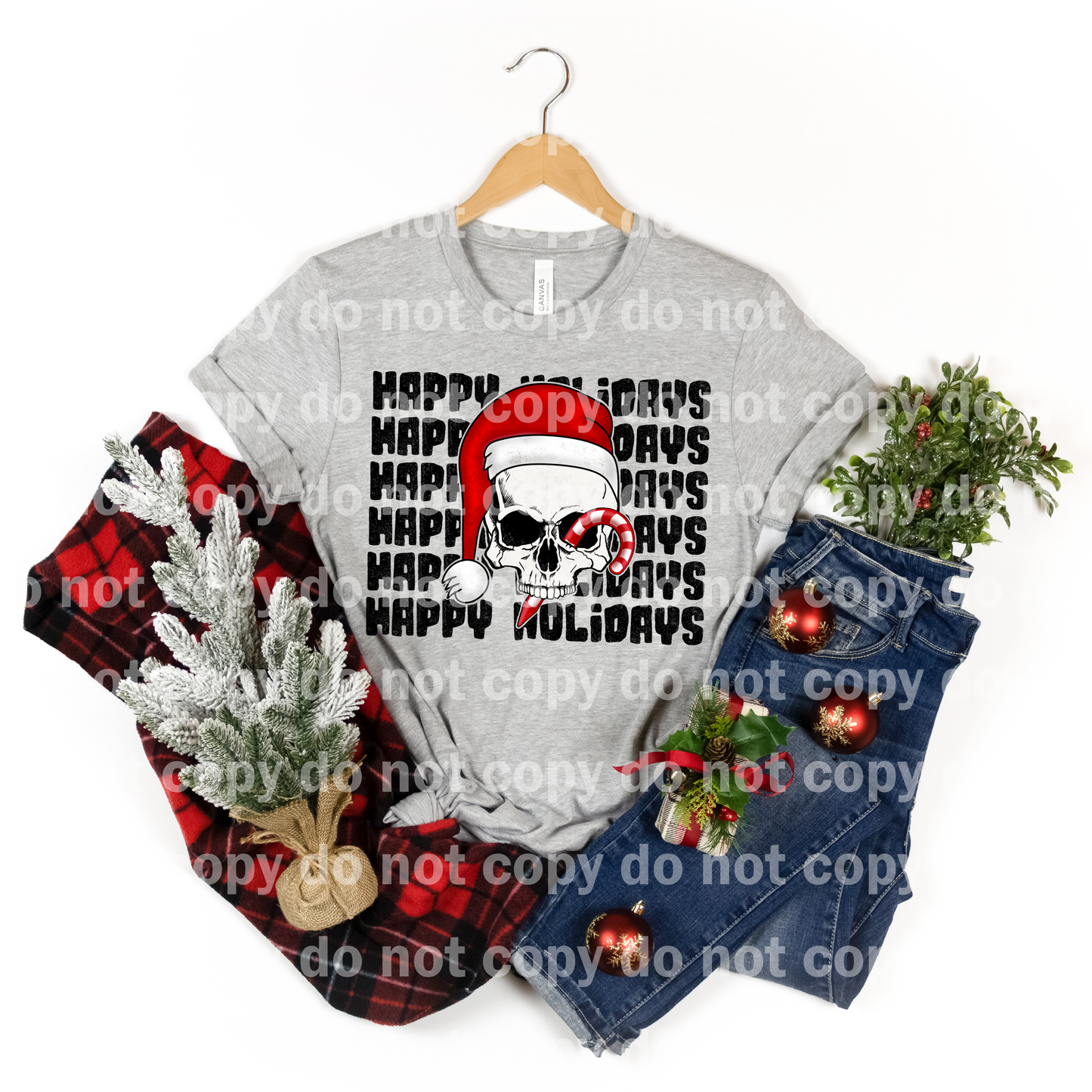 Happy Holidays Santa Skull Dream Print or Sublimation Print