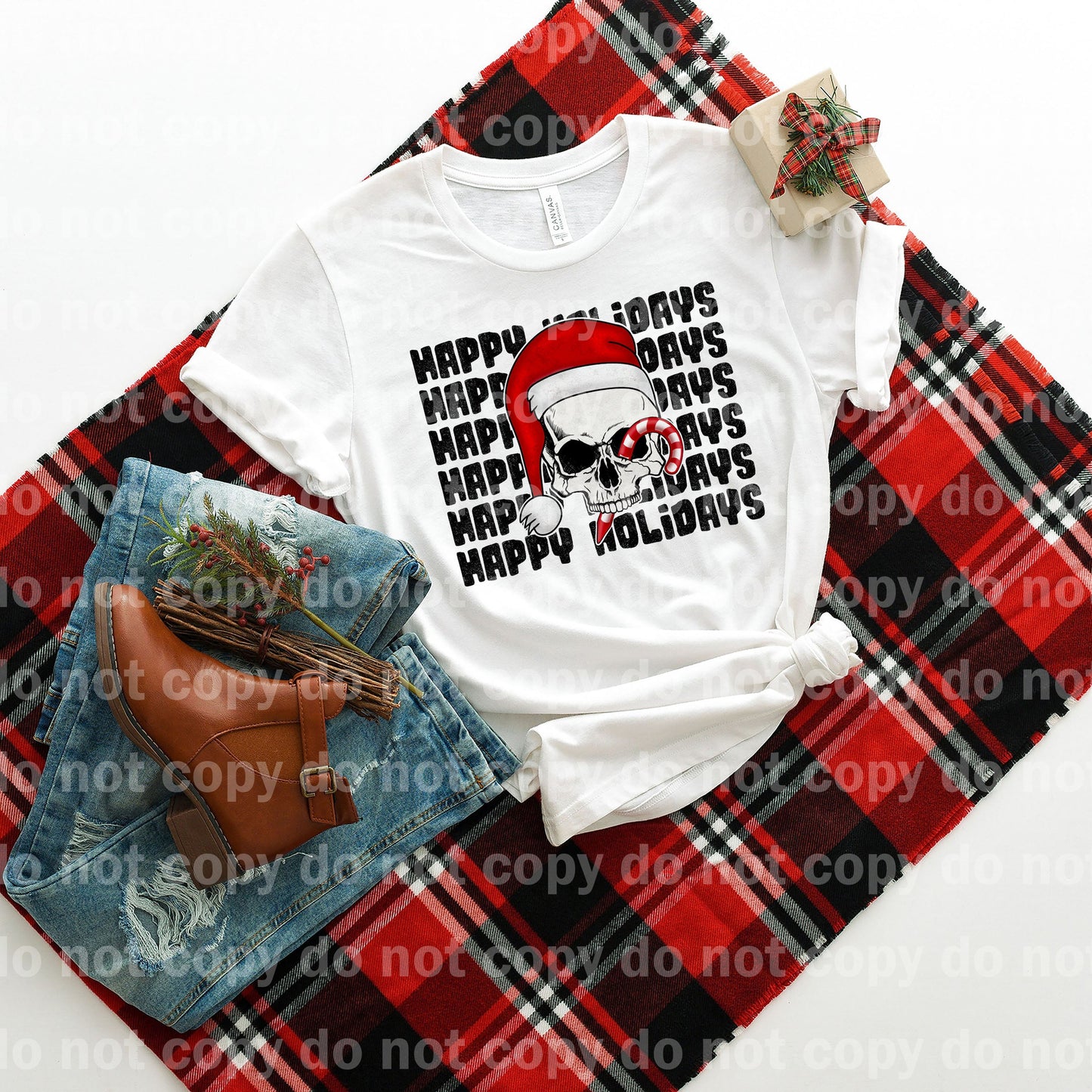 Happy Holidays Santa Skull Dream Print or Sublimation Print