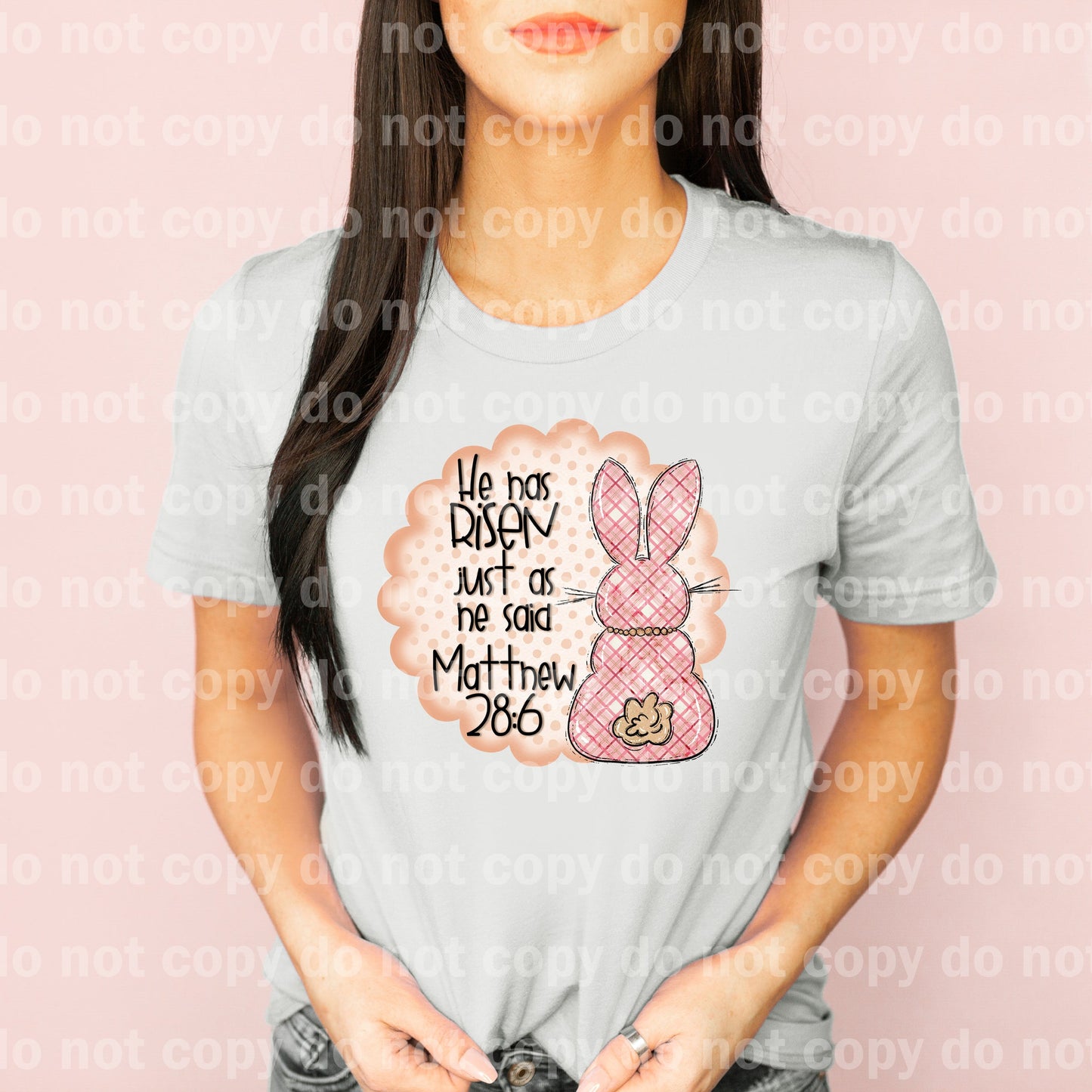 He Has Risen Just As He Said Pink Bunny Plaid Dream Print or Sublimation Print