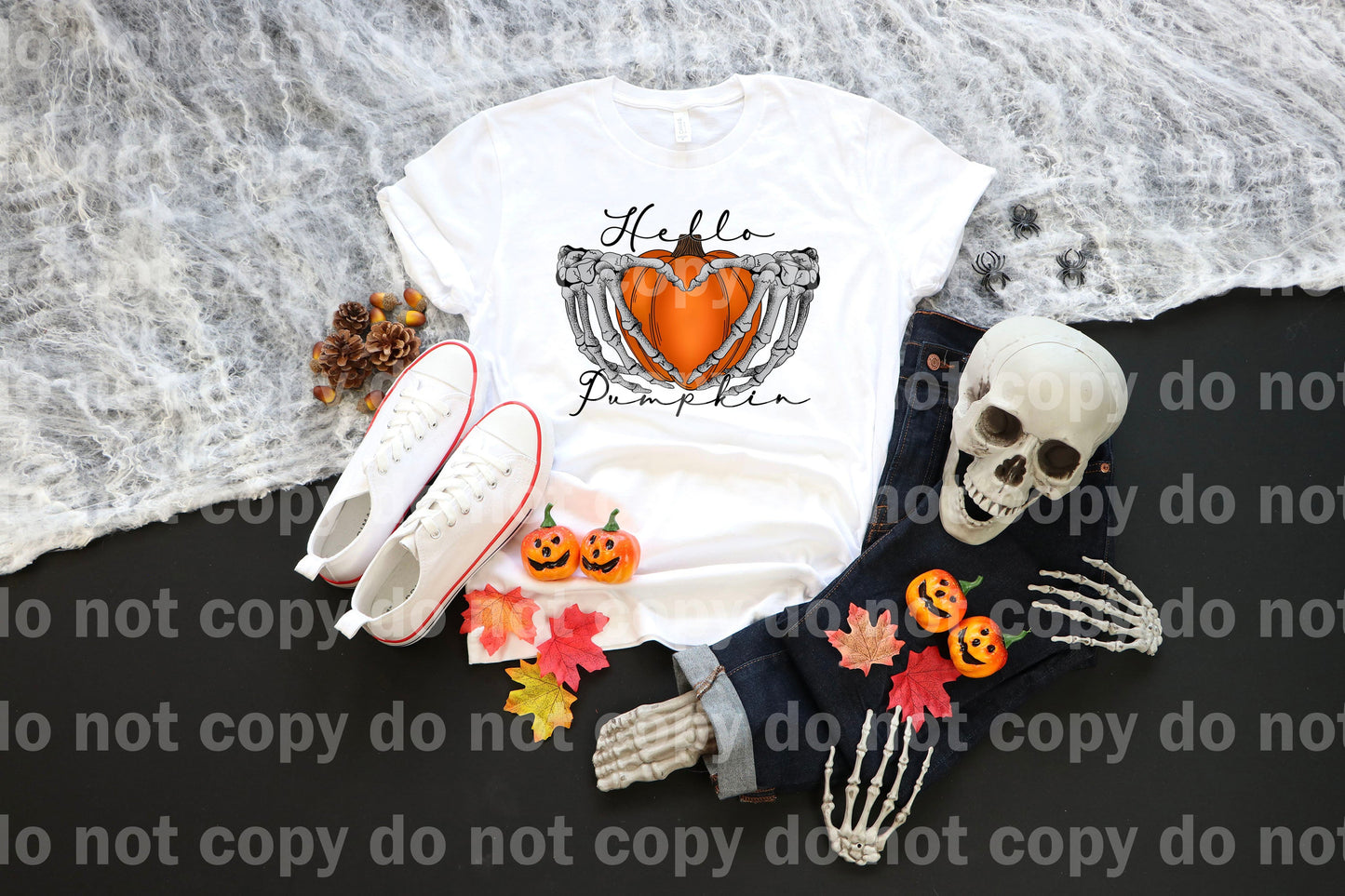 Hello Pumpkin Hand Skeleton Dream Print or Sublimation Print