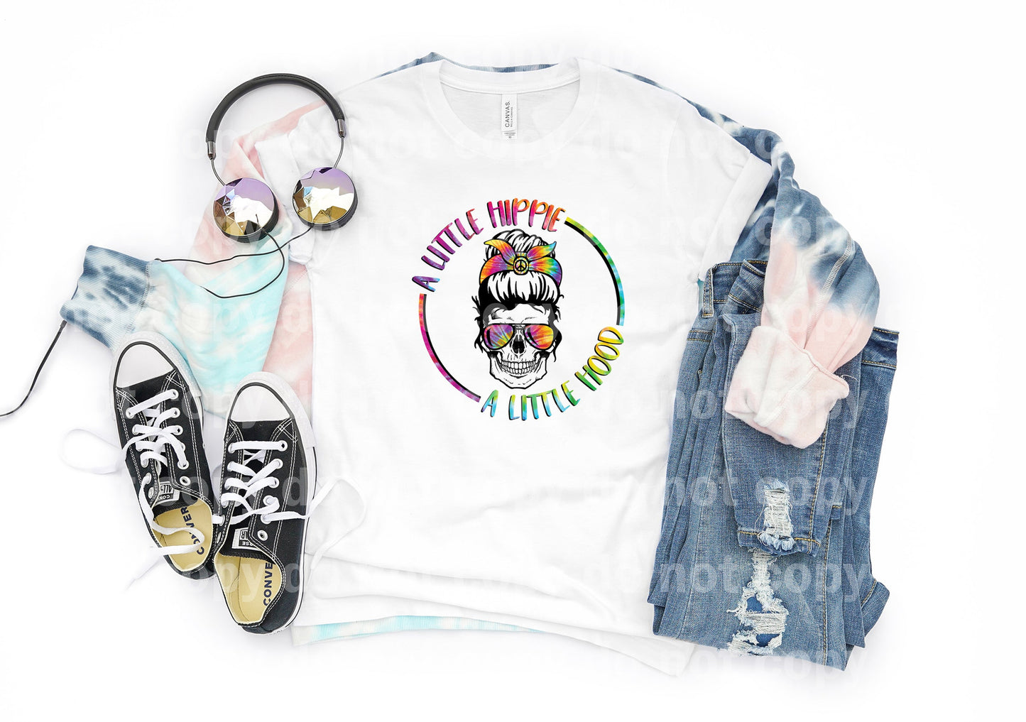 A Little Hippie A Little Hood Tie Dye Skull Dream Print or Sublimation Print