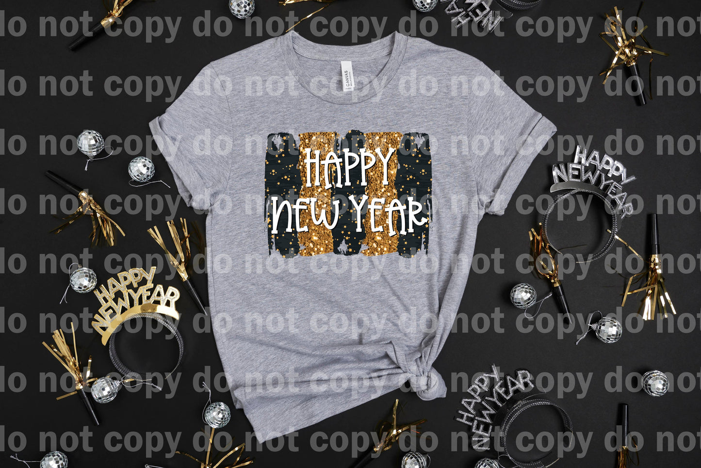 Happy New Year Black And Gold Glitter Background Dream Print or Sublimation Print