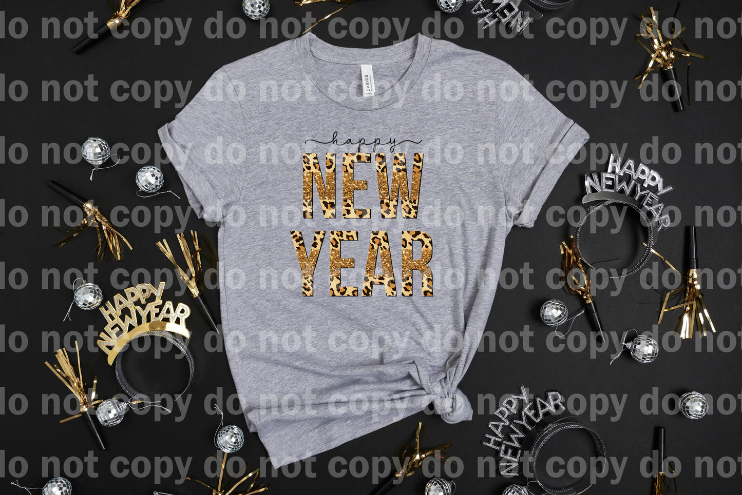 Happy New Year Gold And Leopard Print Dream Print or Sublimation Print