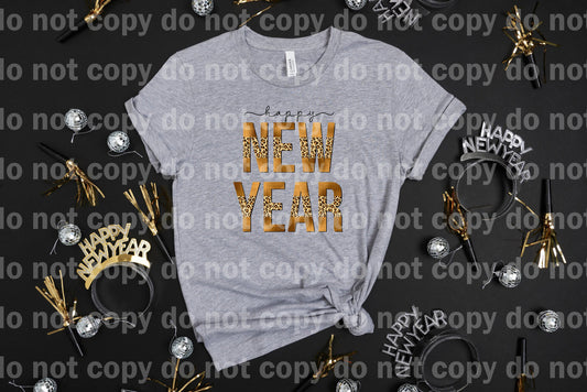 Happy New Year Gold Leopard Print Dream Print or Sublimation Print