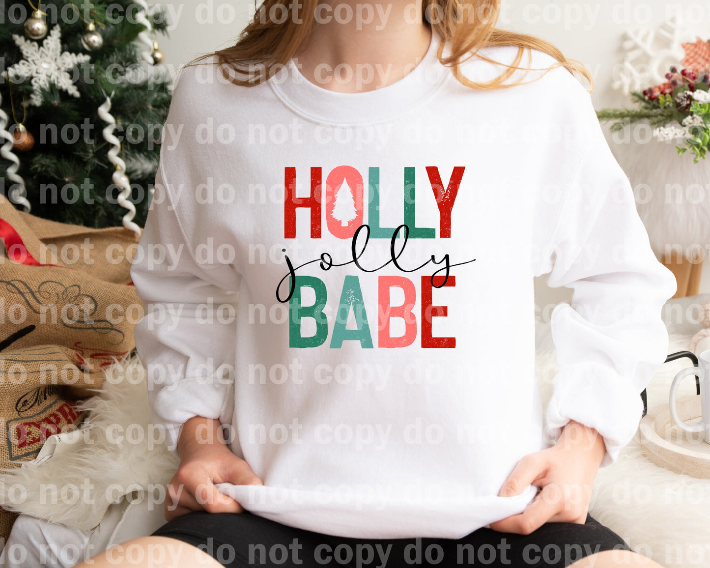 Holly Jolly Babe Distressed Dream Print or Sublimation Print
