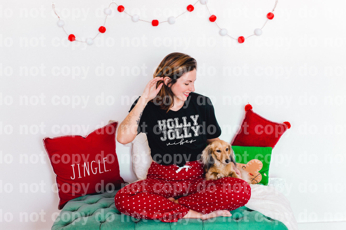 Holly Jolly Vibes Distressed Black/White Dream Print or Sublimation Print