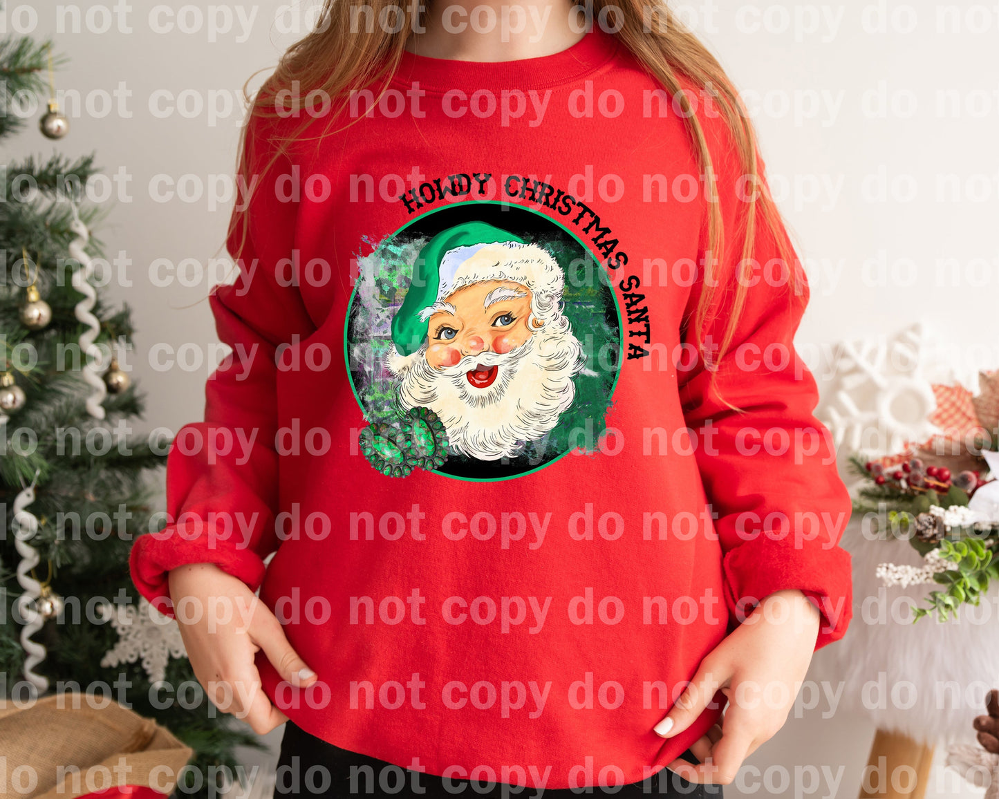 Howdy Christmas Santa Green Dream Print or Sublimation Print