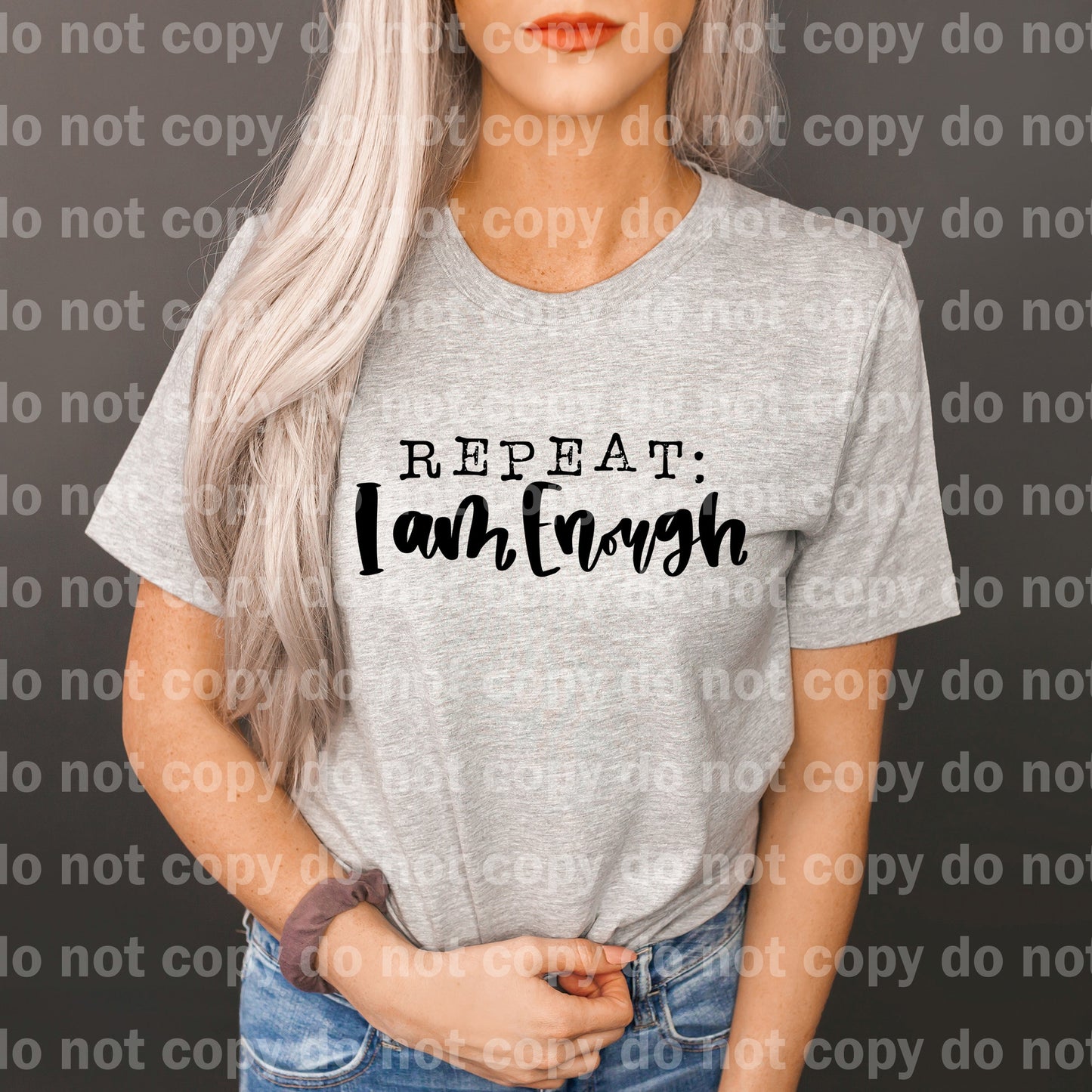 Repeat I Am Enough Black/White Dream Print or Sublimation Print