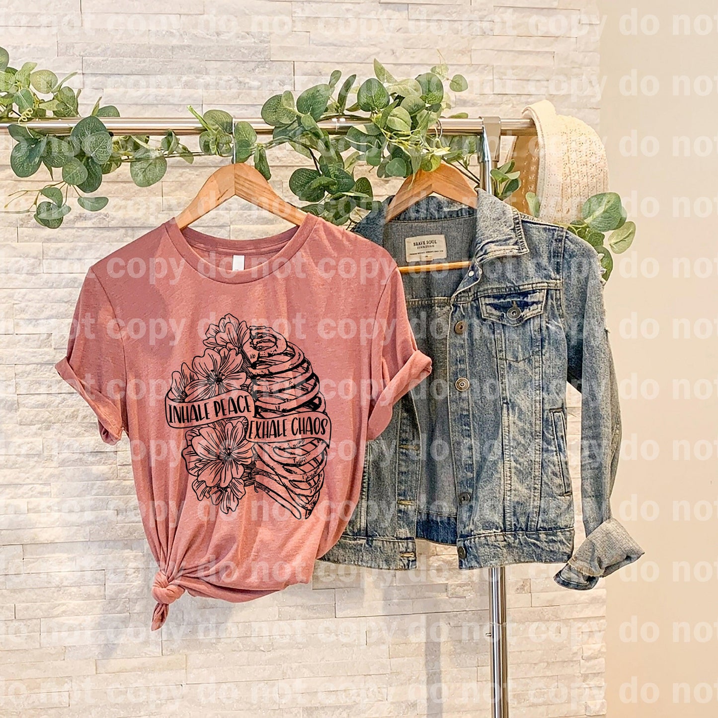 Inhale Peace Exhale Chaos Floral Ribs Dream Print or Sublimation Print