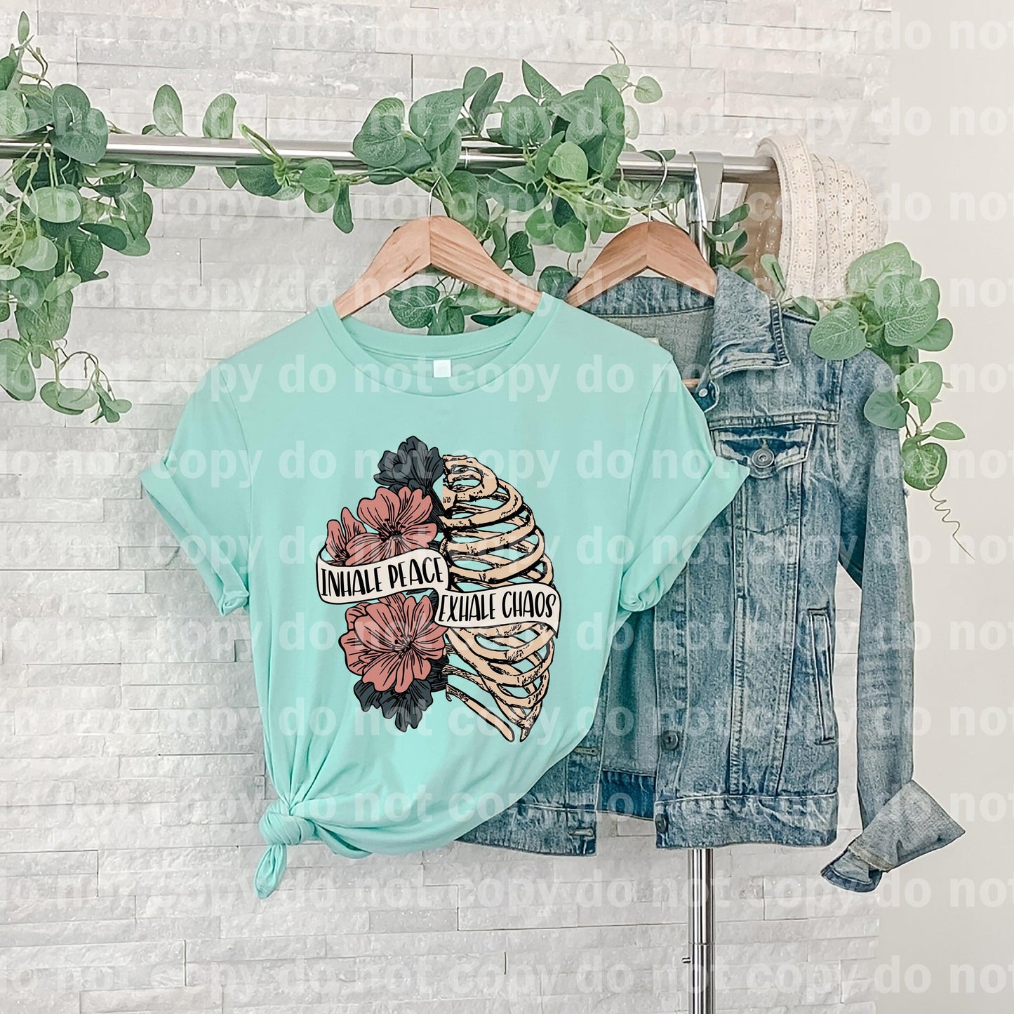 Inhale Peace Exhale Chaos Floral Ribs Dream Print or Sublimation Print