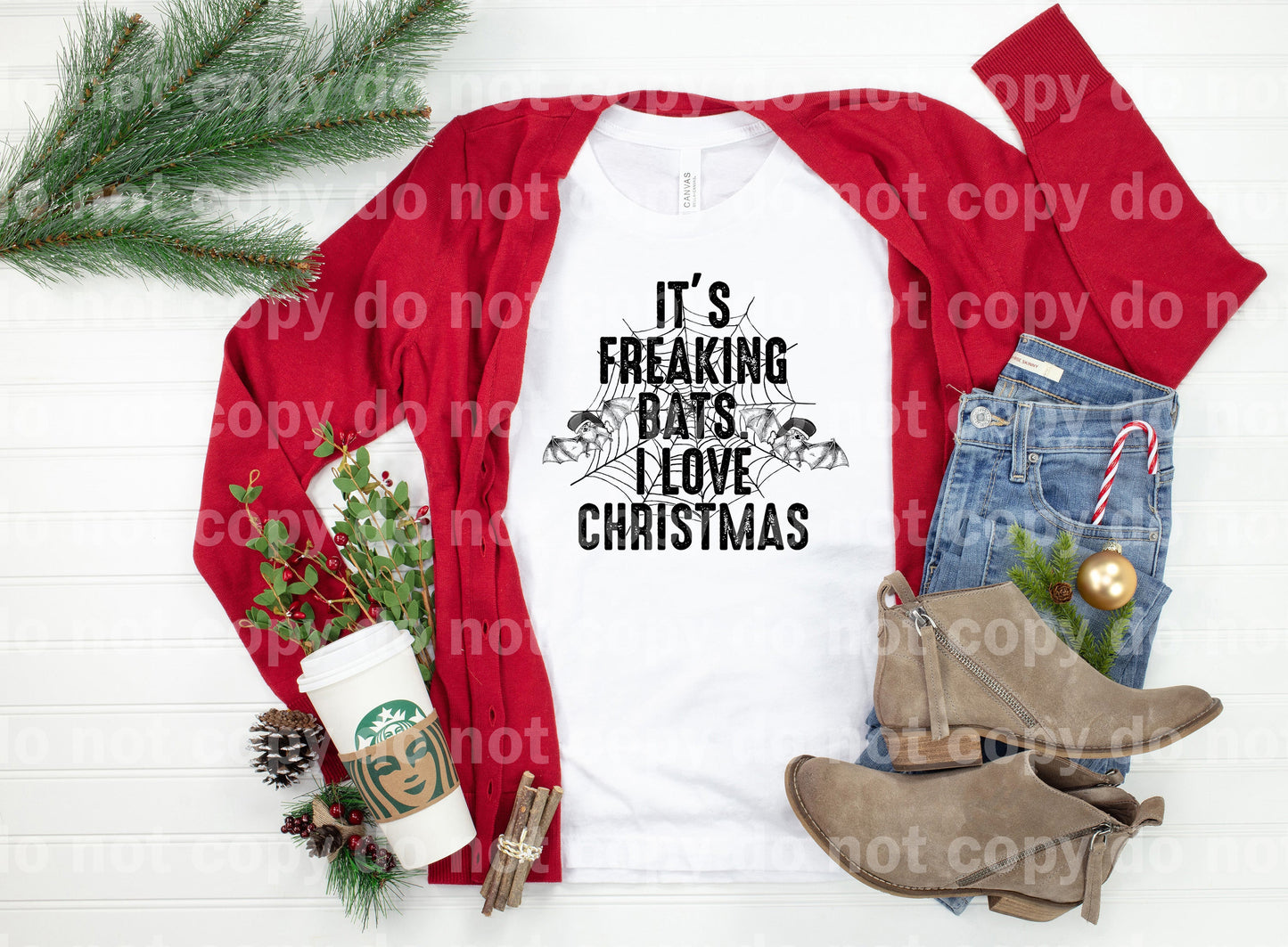 It's Freaking Bats I Love Christmas Distressed Dream Print or Sublimation Print