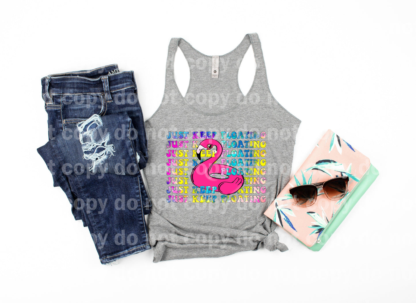 Just Keep Floating Flamingo Dream Print or Sublimation Print