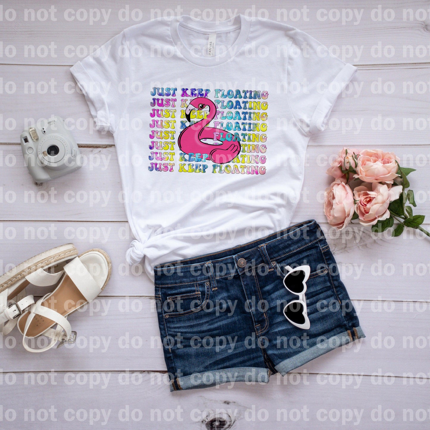 Just Keep Floating Flamingo Dream Print or Sublimation Print