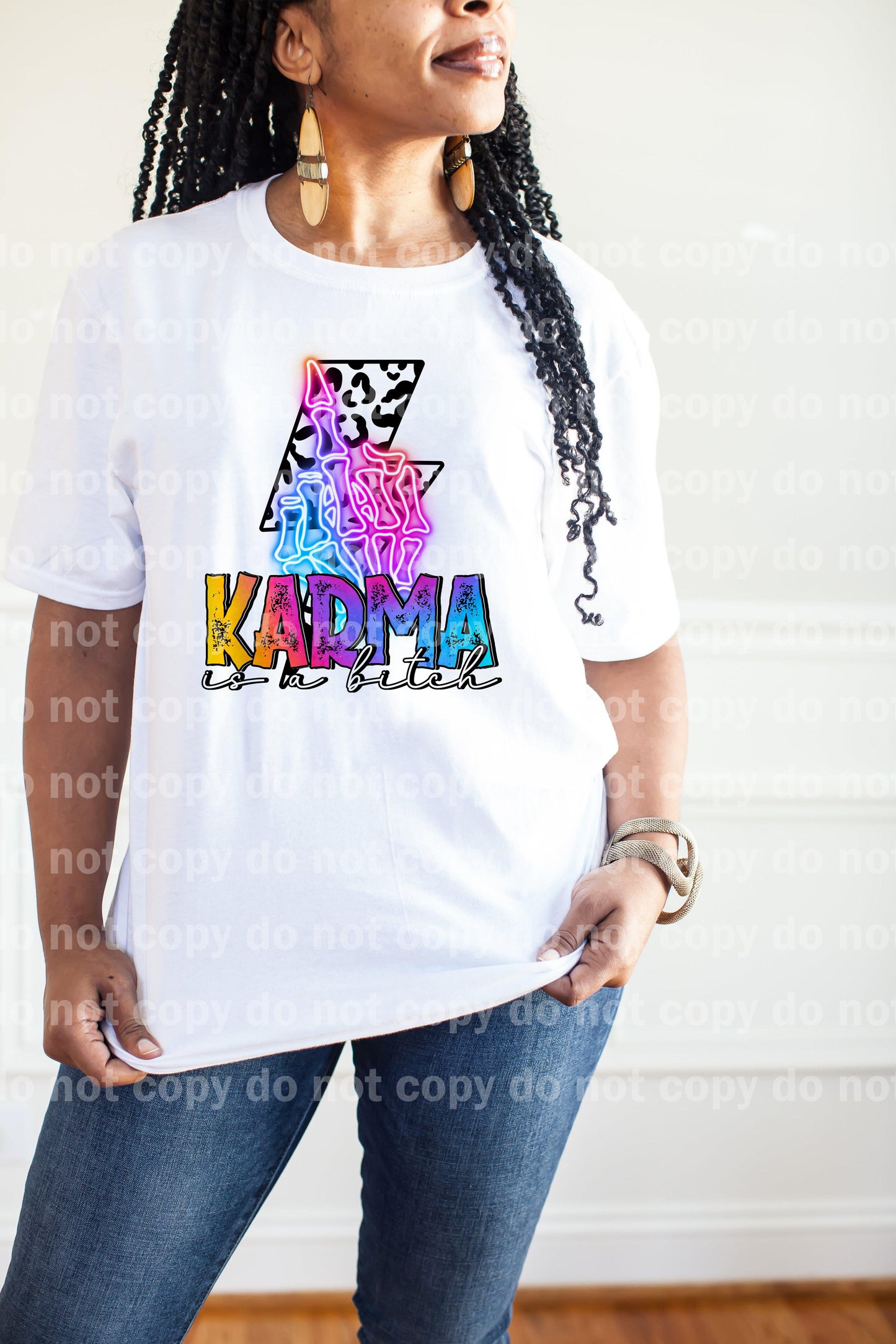Karma Is A Bitch Middle Lightning Bolt Finger Neon Dream Print or Sublimation Print