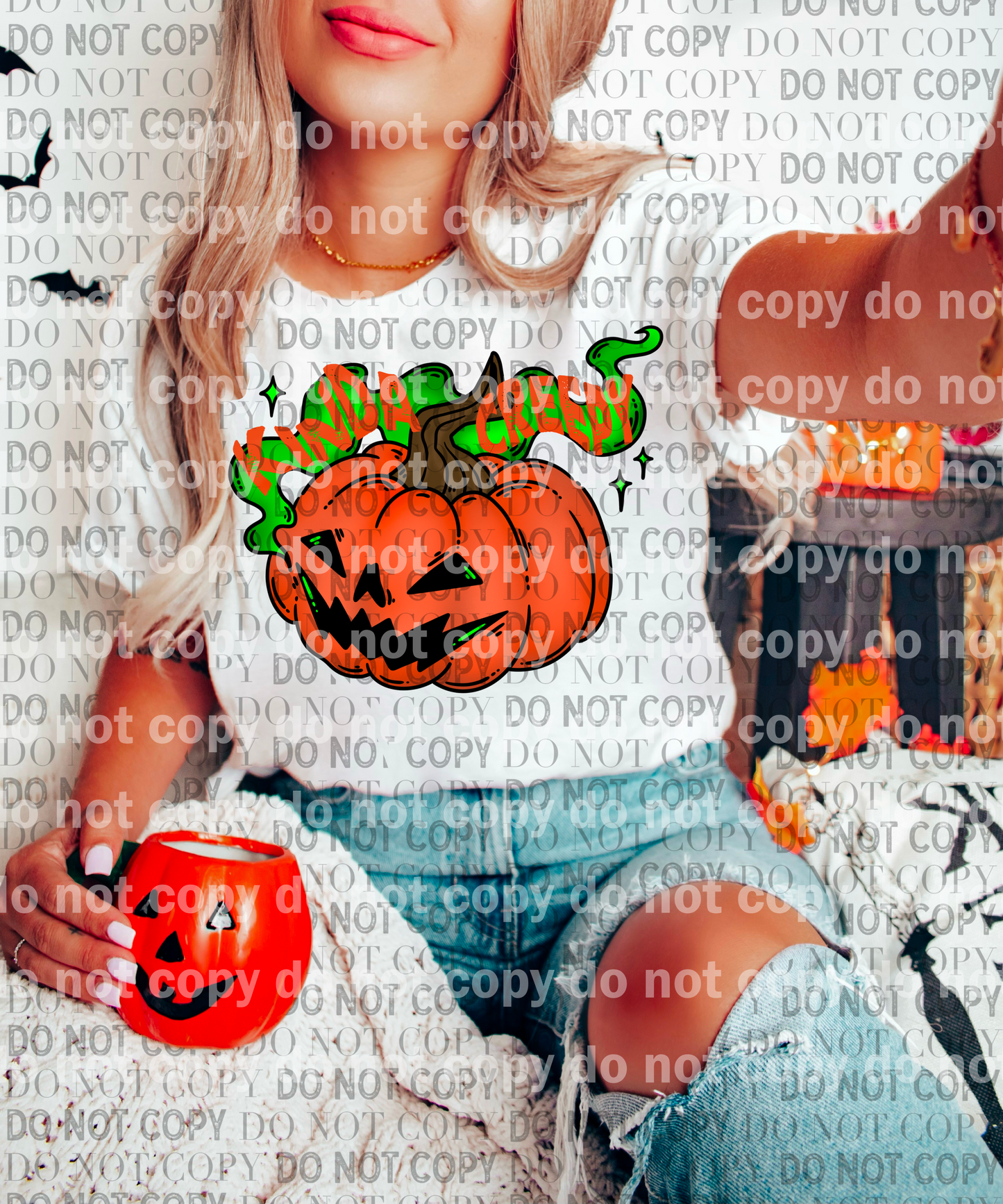 Kinda Creepy Pumpkin Full Color/One Color Dream Print or Sublimation Print