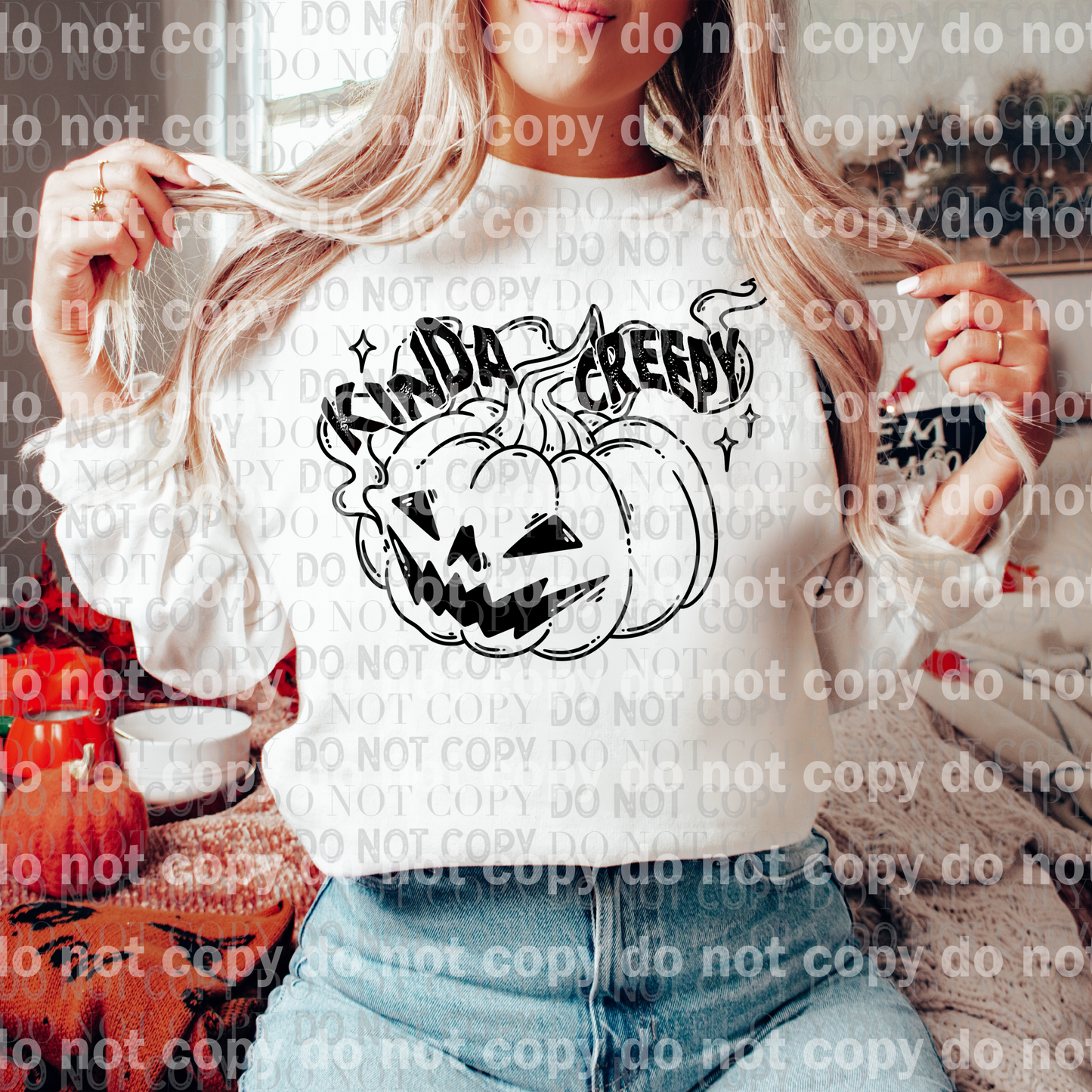 Kinda Creepy Pumpkin Full Color/One Color Dream Print or Sublimation Print