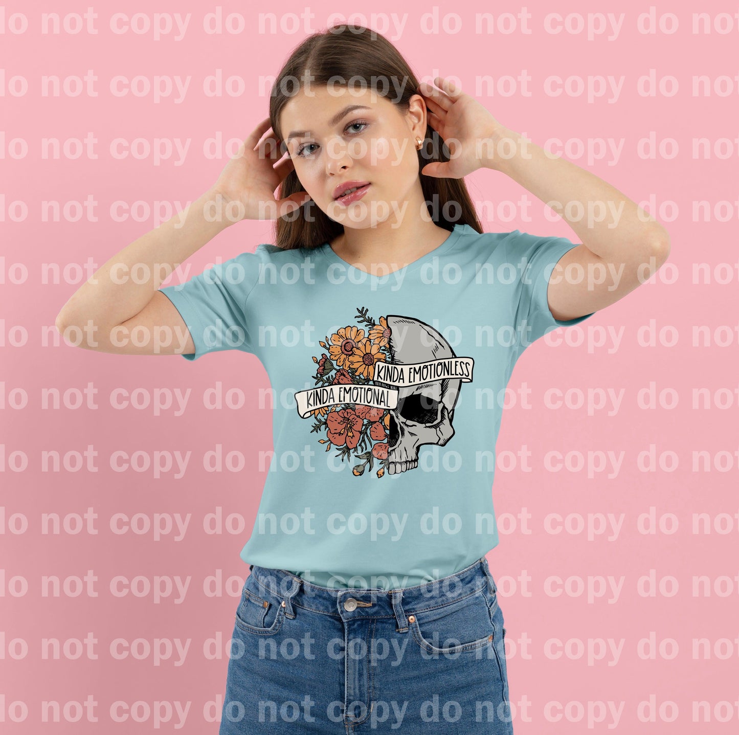 Kinda Emotional Kinda Emotionless Floral Skull Dream Print or Sublimation Print