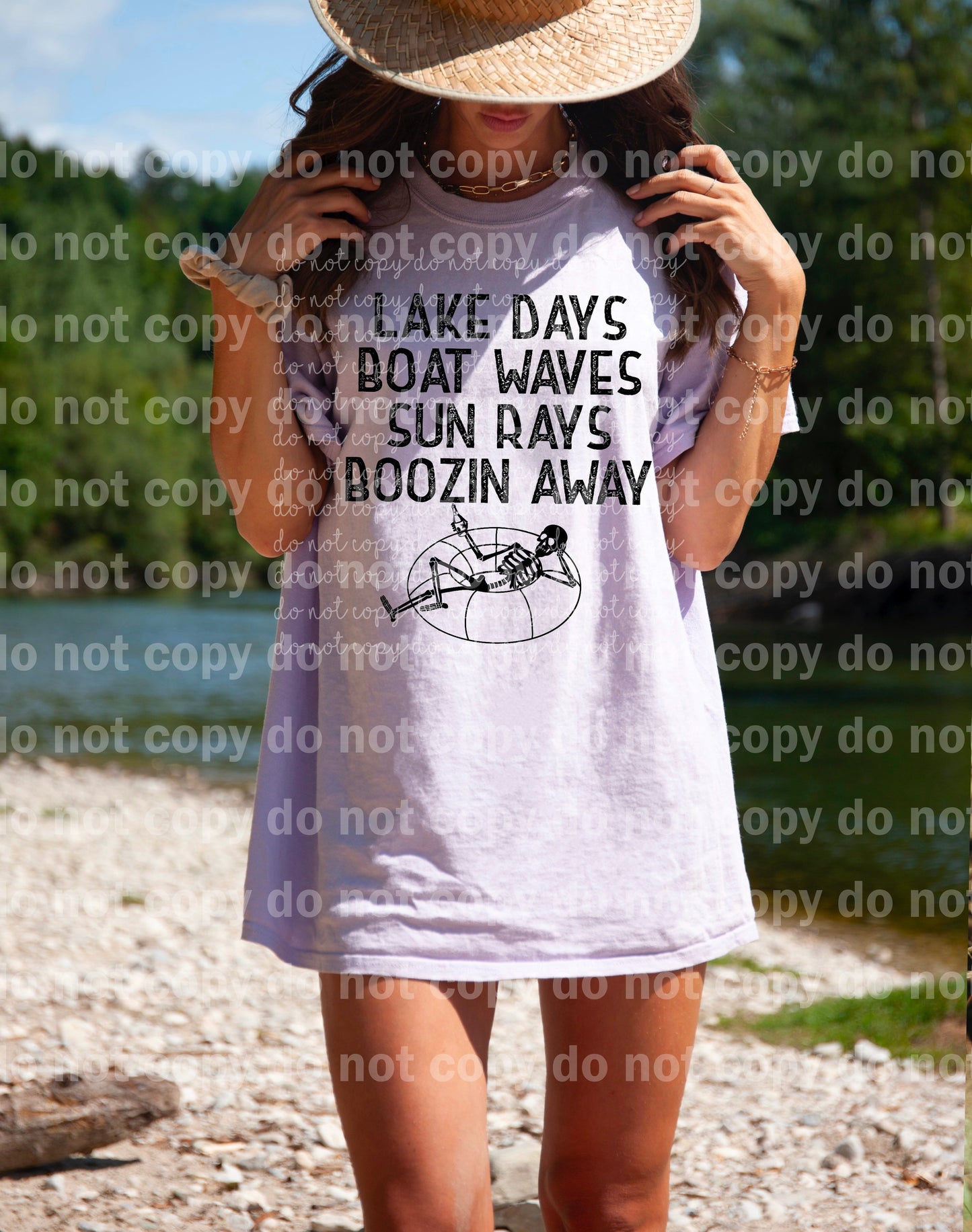 Lake Days Boat Waves Sun Rays Boozin Away Skellie Dream Print or Sublimation Print