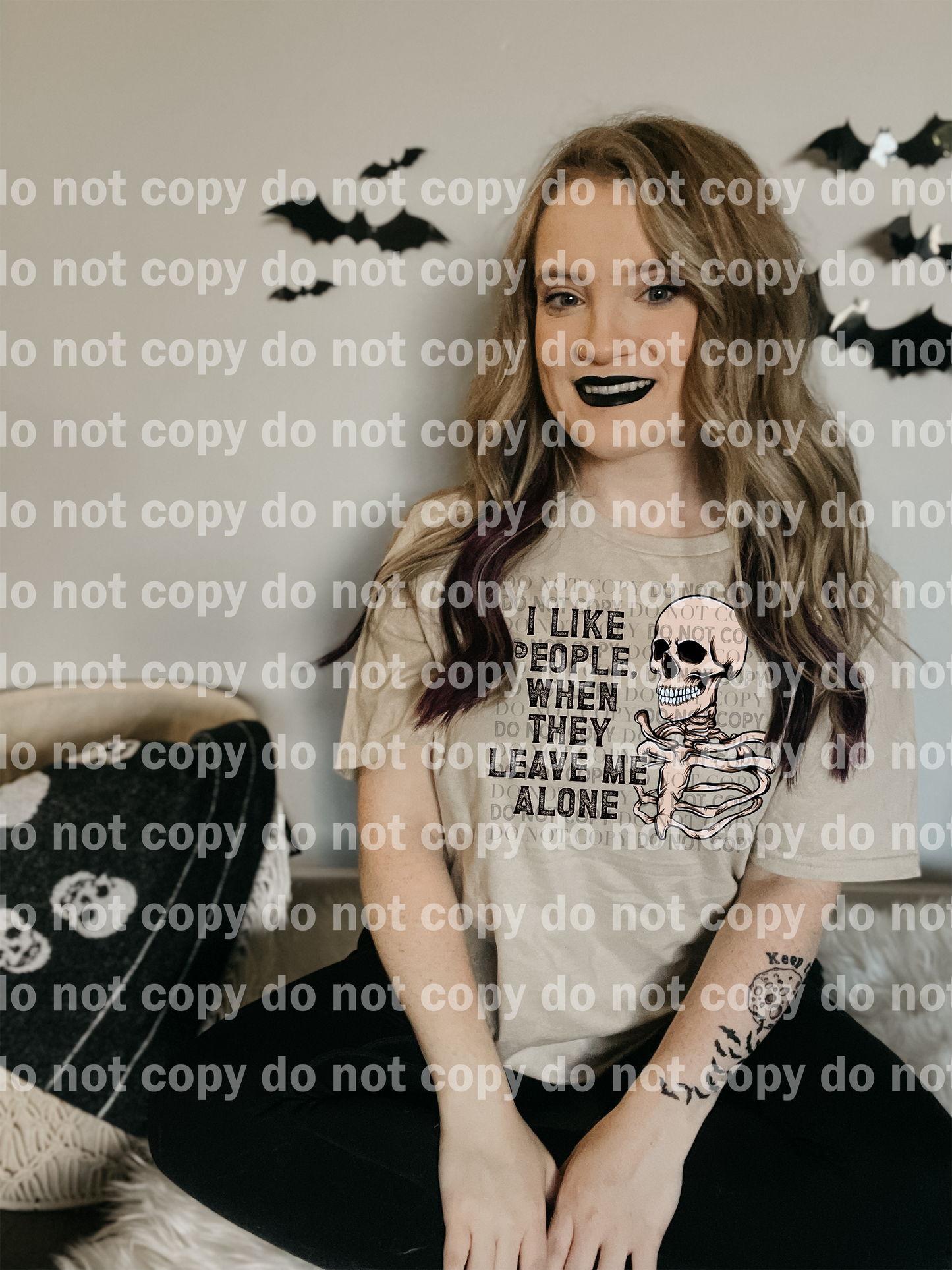 I Like People When They Leave Me Alone Skellie Distressed Dream Print or Sublimation Print