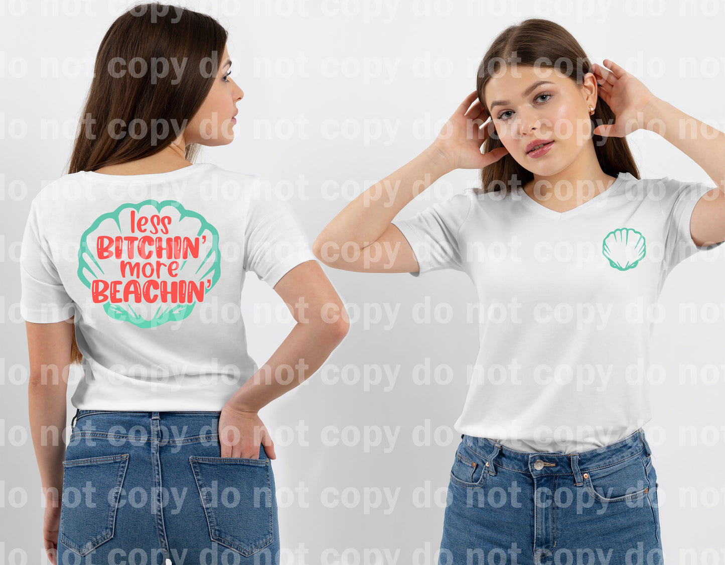 Less Bitchin' More Beachin' Shell Full Color / One Color Dream Print or Sublimation Print