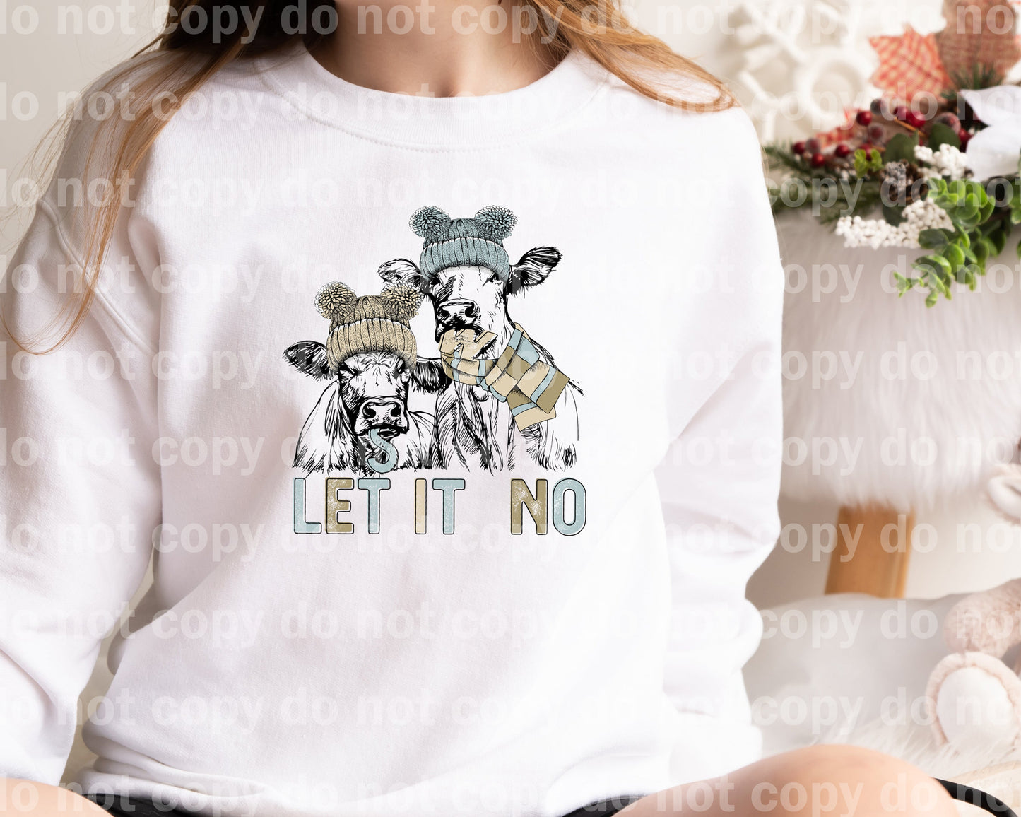 Let It Snow Cows Brown And Blue Dream Print or Sublimation Print