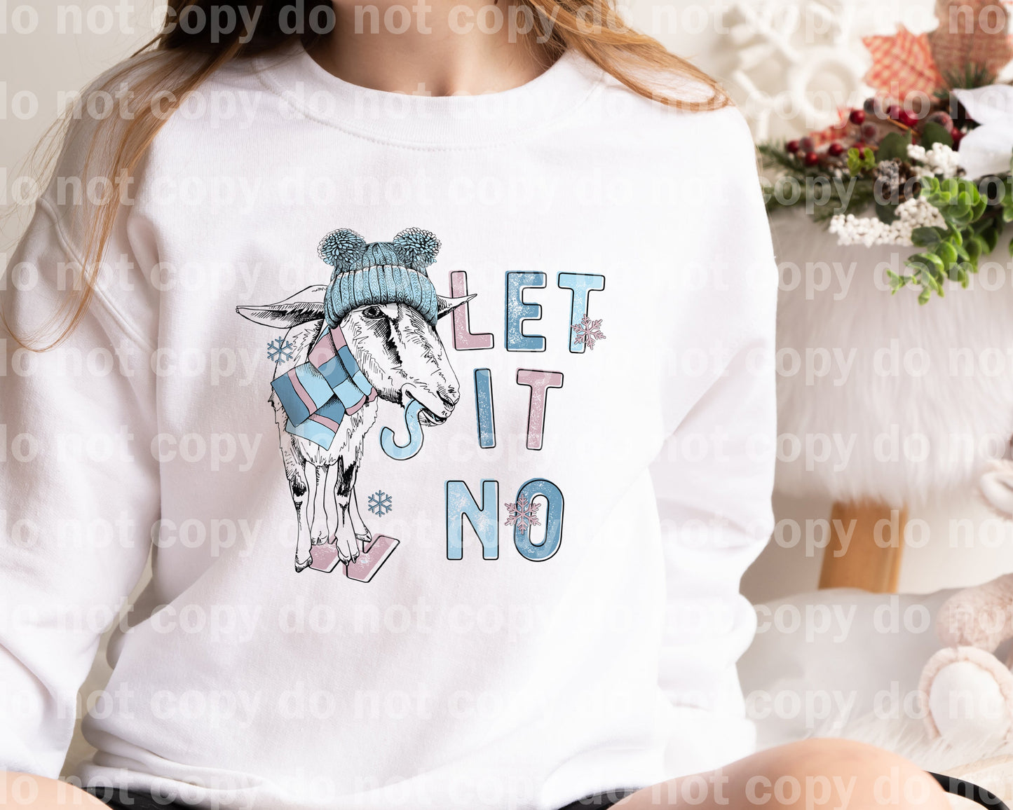 Let It Snow Goat Distressed Dream Print or Sublimation Print