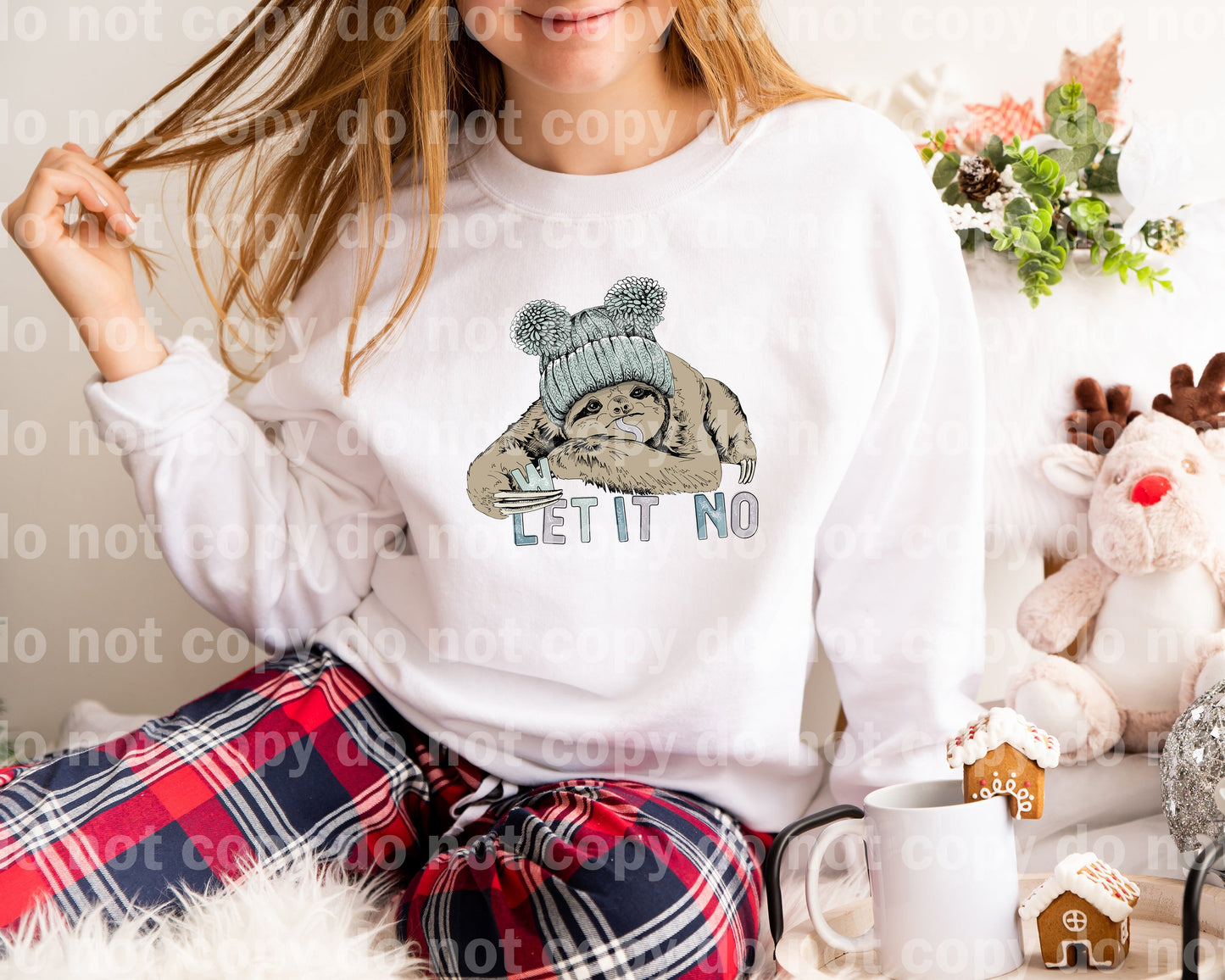 Let It Snow Sloth Distressed Dream Print or Sublimation Print