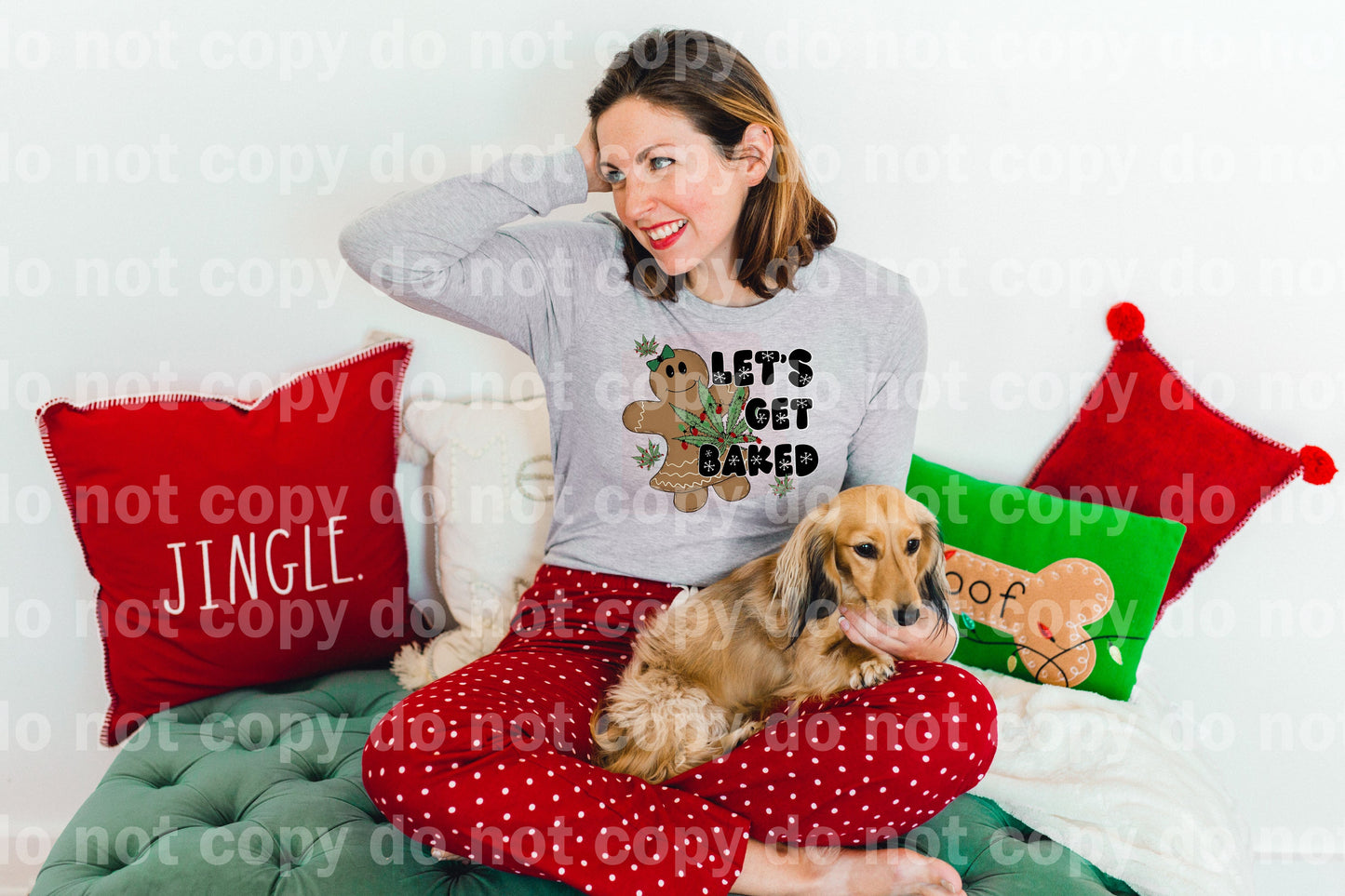 Let's Get Baked Ginger Bread Green Bow Dream Print or Sublimation Print